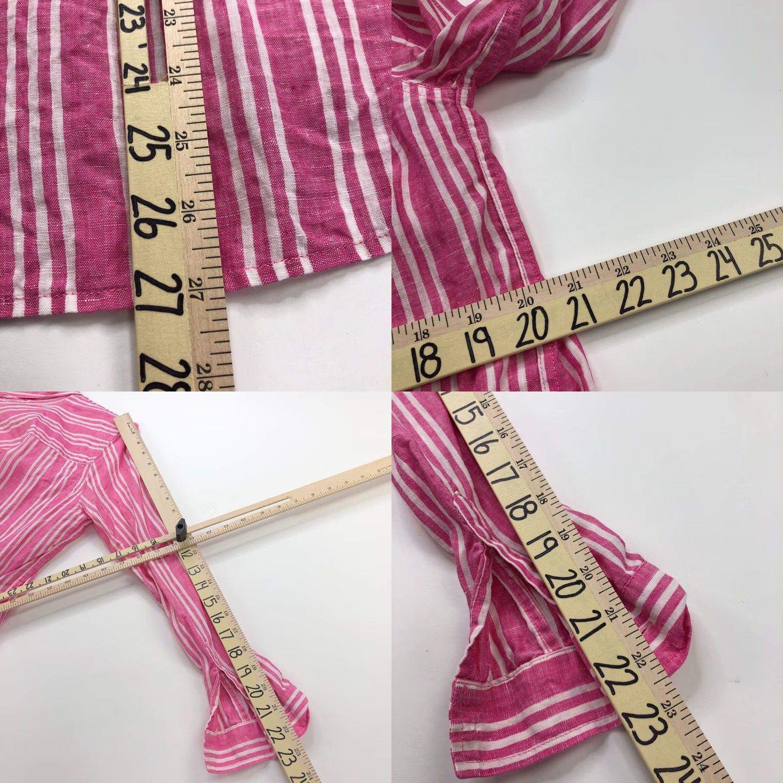 Boden Boden Pink 100% Linen Women's Button-Up Long Sleeve Striped Shirt Size 6, Regular, Collar, Casual, All Seasons, Machine Washable - Womens Size M / US 6-8 / IT 42-44 - 8 Thumbnail