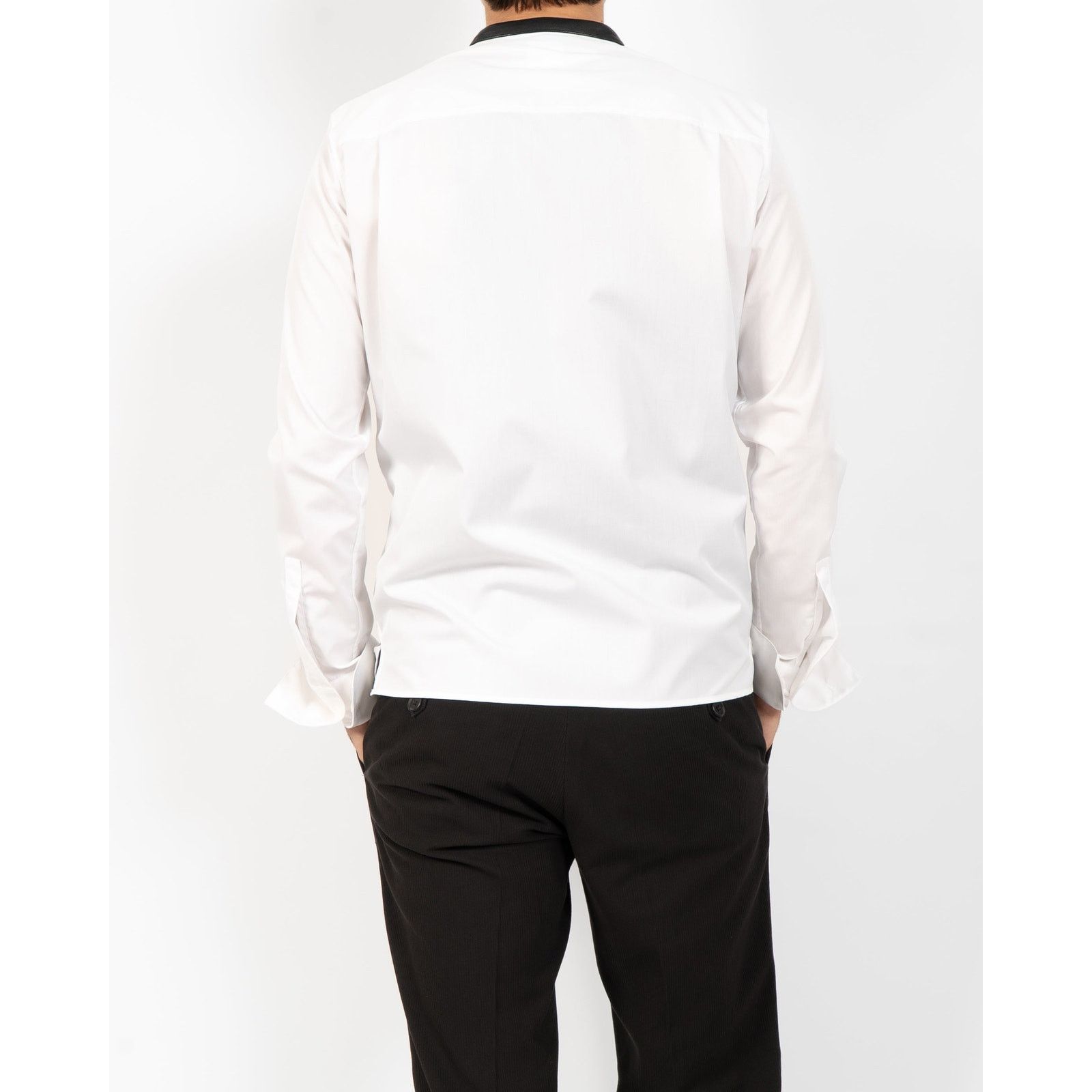 Haider Ackermann FW20 Leather Collar Mao Shirt in White Cotton Size US S / EU 44-46 / 1 - 3 Thumbnail
