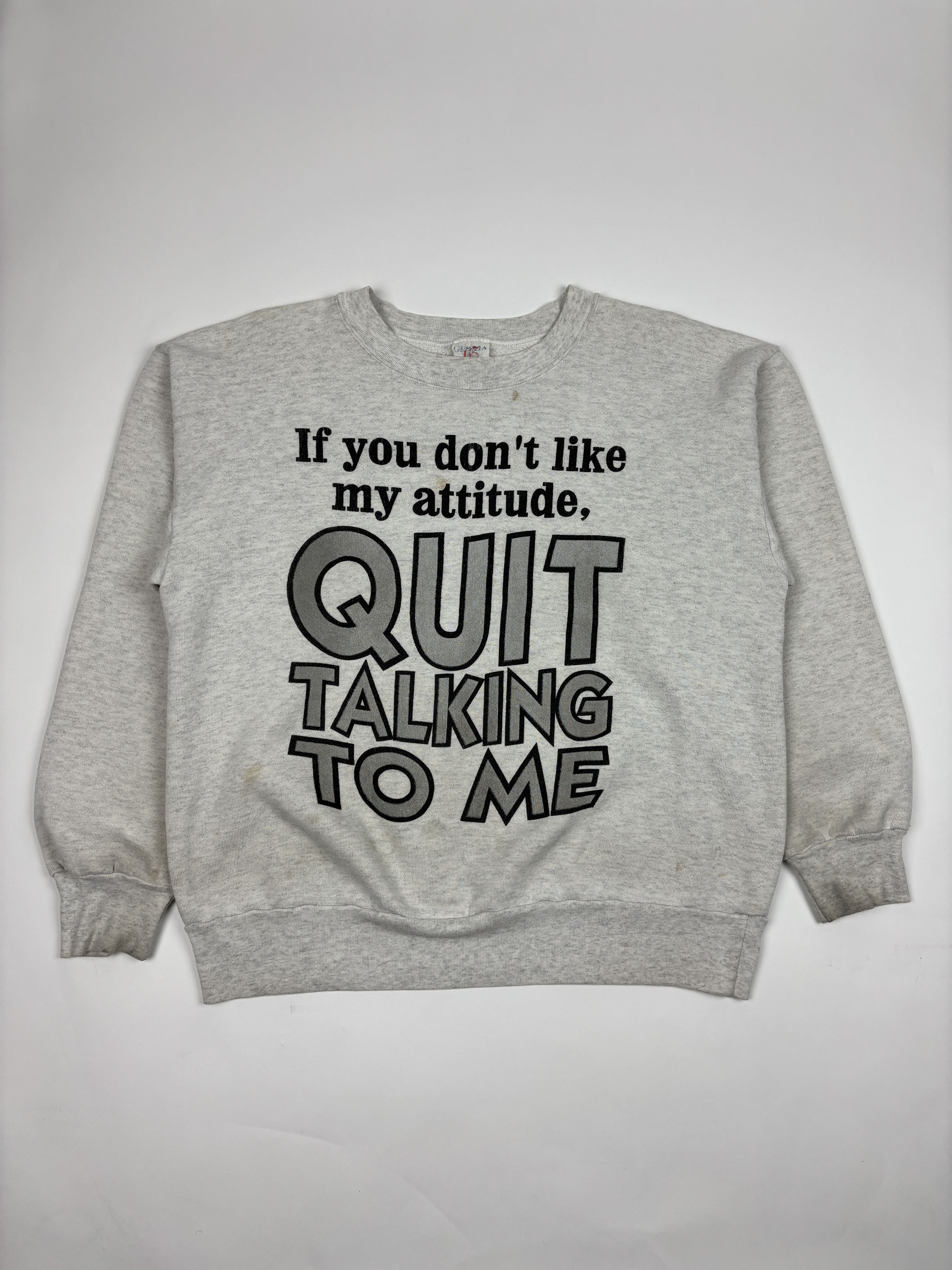 Vintage Vintage Made in USA Heather Grey Funny Text Crewneck Size S / US 4 / IT 40 - 1 Thumbnail