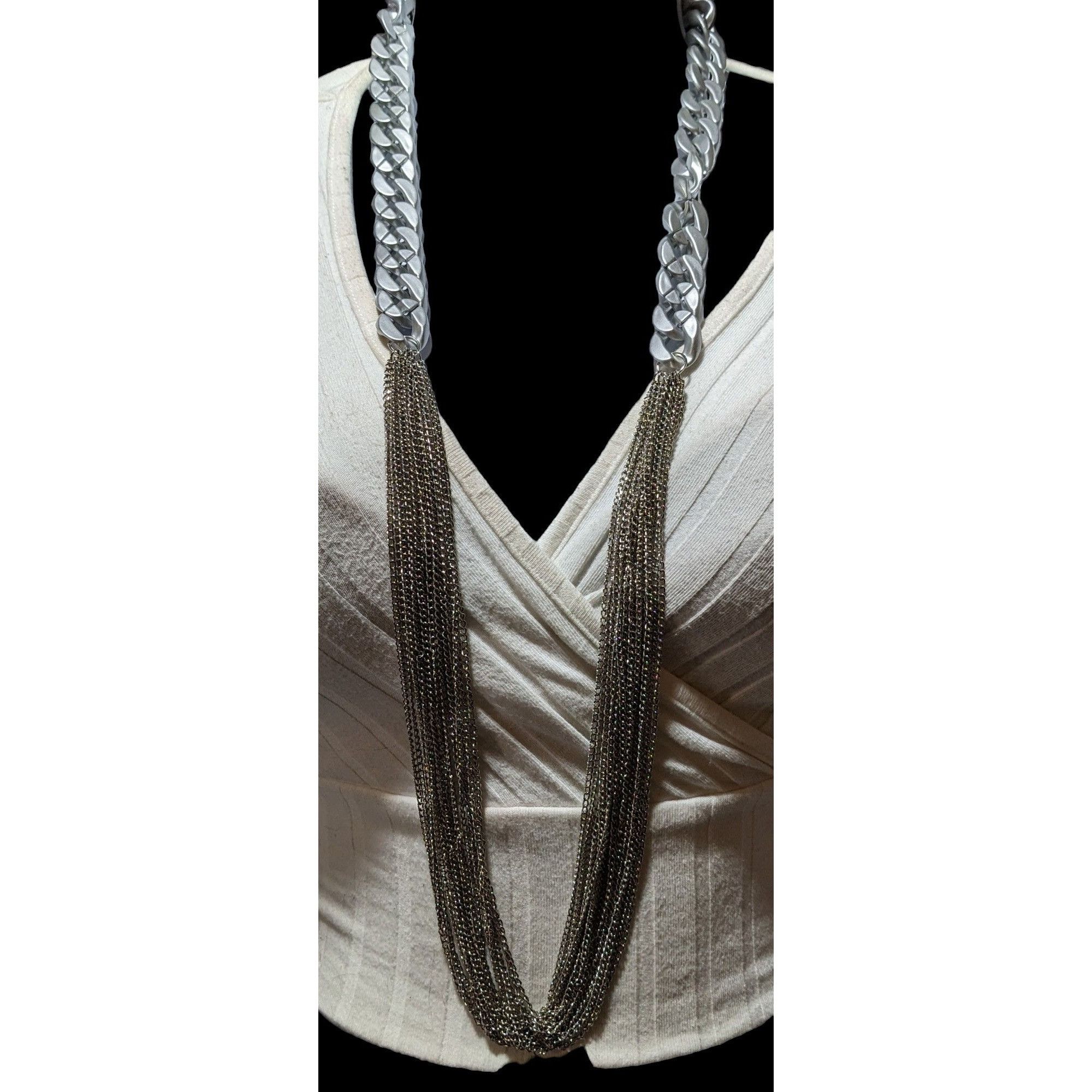 Other Silver Chain Costume Statement Necklace Size ONE SIZE - 6 Thumbnail