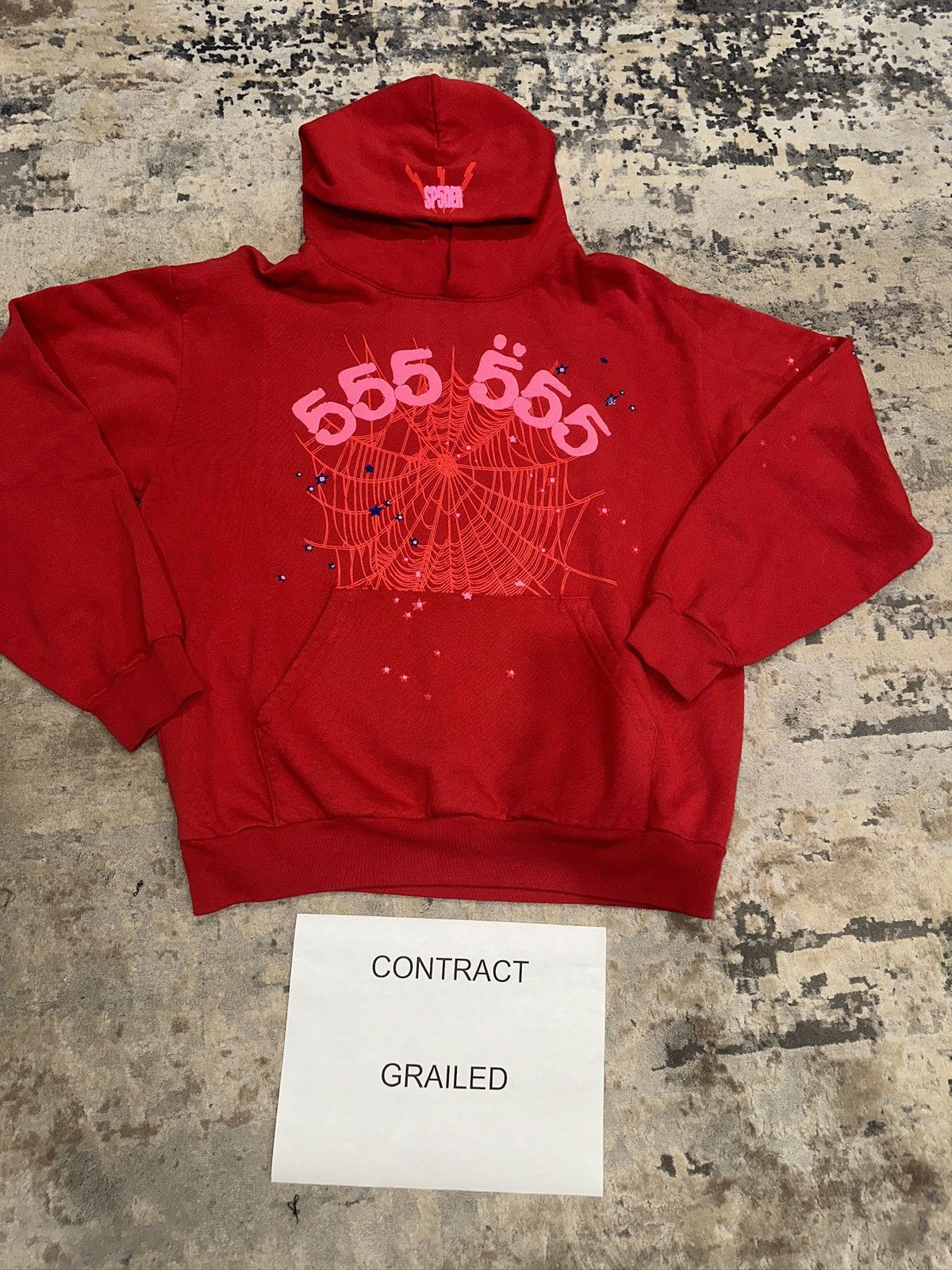 Spider Worldwide SP5DER WORLDWIDE RED 555 HOODIE | Grailed