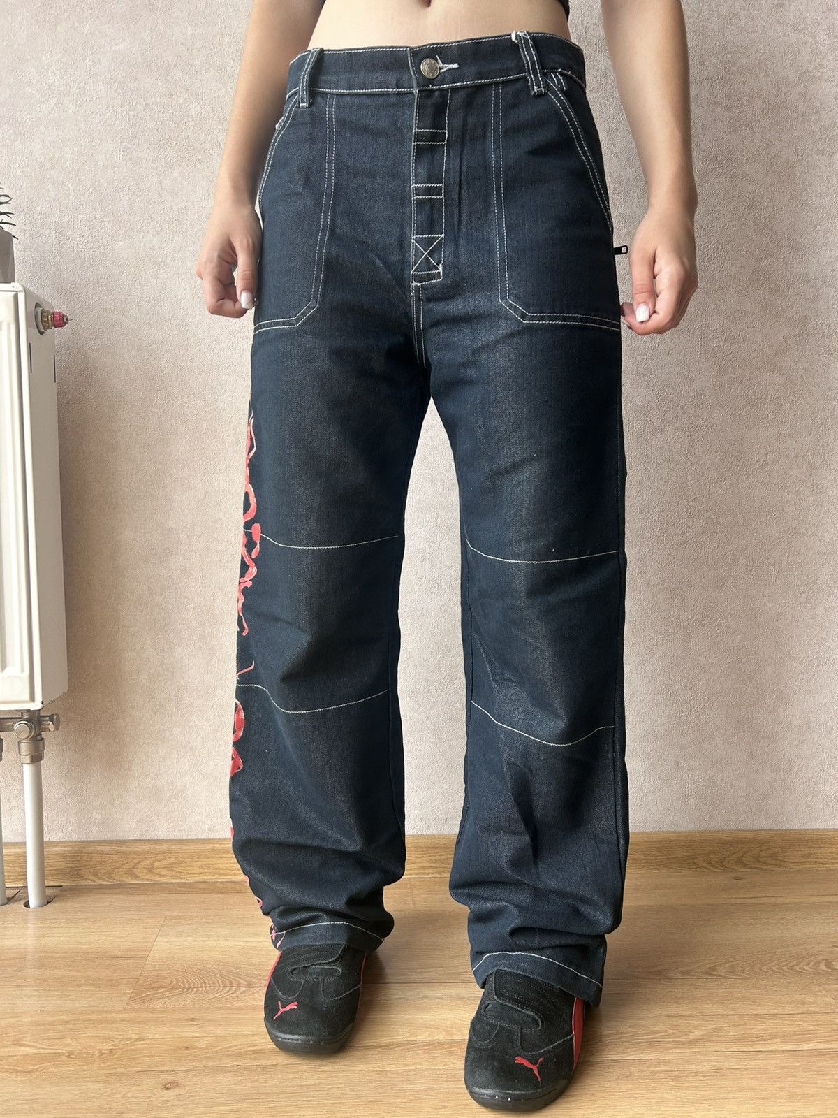 Other Vintage Y2K Graffiti Big Logo Rap Hip Hop Denim Jeans Size US 28 / EU 44 - 4 Thumbnail