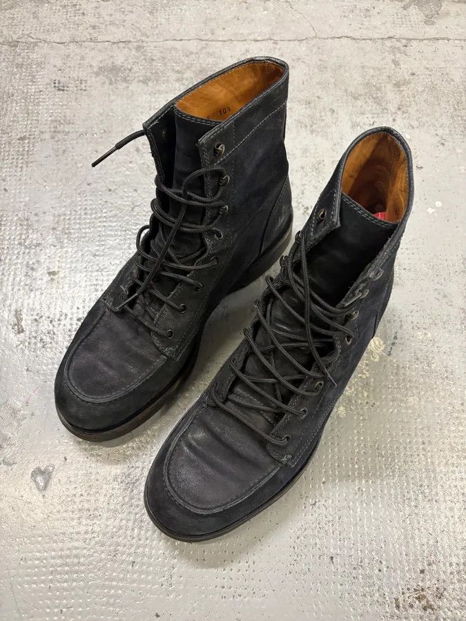 Gucci 2000s Gucci Black Suede Lace-Up Contrast Leather Boots Size US 11.5 / EU 44-45 - 3 Thumbnail
