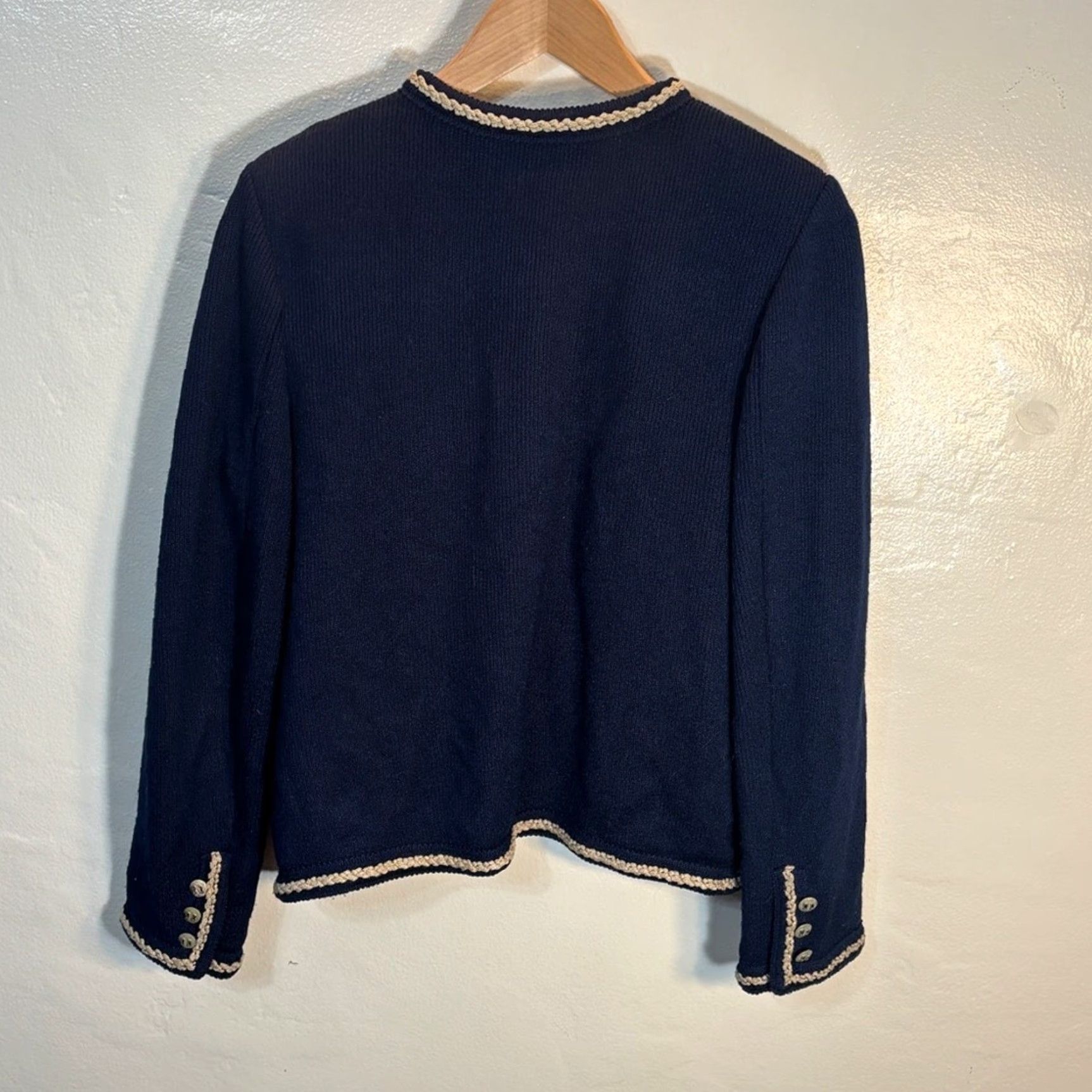 Vintage VINTAGE Butte Knit Blazer Navy Wool-Blend Jacket 1960s Hook Closure Sz 14 WPL 9442 Womens Size XL / US 12-14 / IT 48-50 - 7 Thumbnail