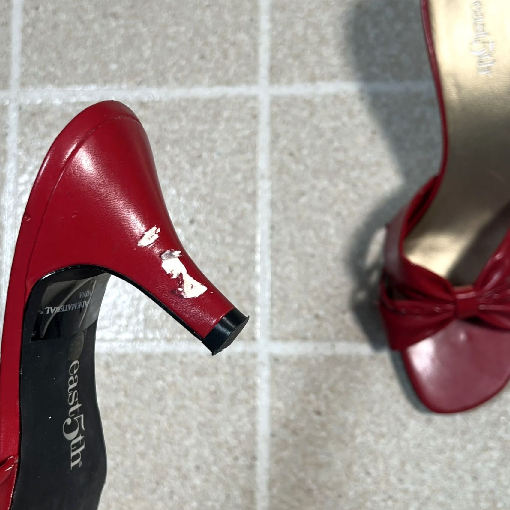 Vintage East 5th Red Heels Slingback Women 7.5 Faux Leather Size 7.5 Scuffs Described Size US 8 / IT 38 - 5 Thumbnail
