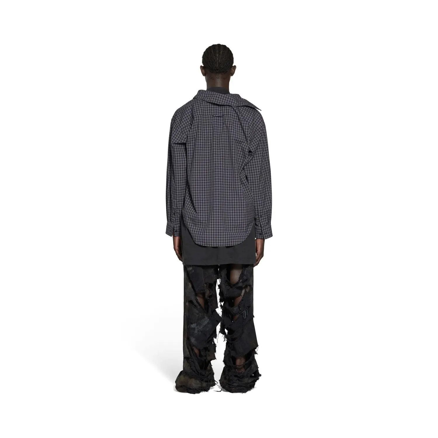 Balenciaga o1bcso1str1124 Trompe L'œil Shirt Regular Fit in Black/Grey Size US M / EU 48-50 / 2 - 5 Thumbnail