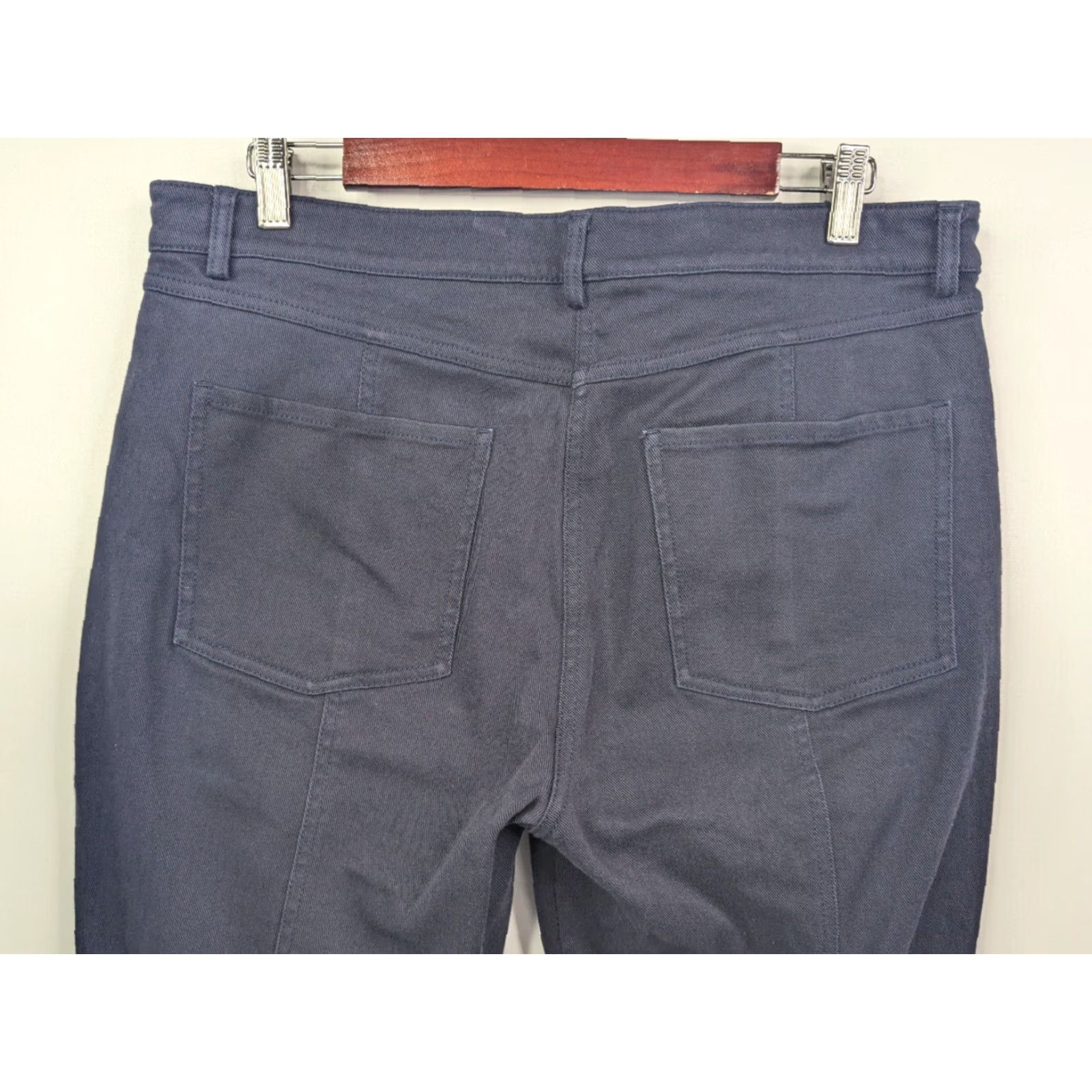 Vintage St John Pants Women's Size 12 Straight Leg Navy Flat Front Chino Trousers Size 34" / US 12 / IT 48 - 5 Thumbnail