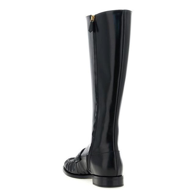 Prada PRADA Black Brushed Leather High Boots New And Authentic (Wo Size US 9 / IT 39 - 3 Thumbnail