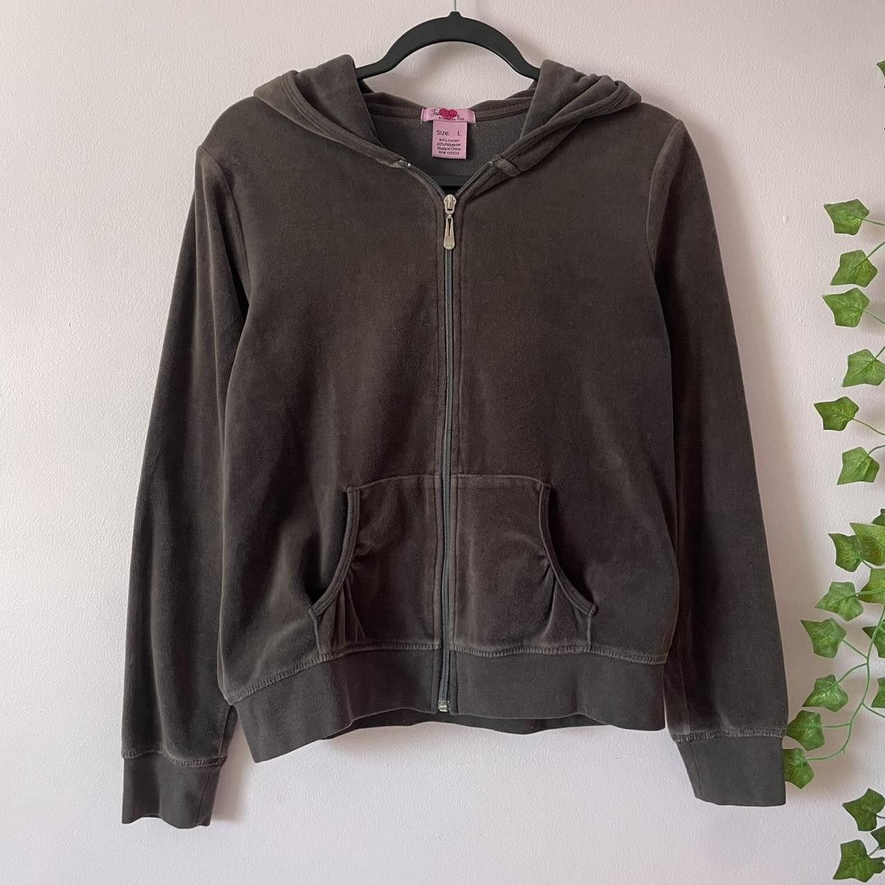 Other Y2K Grey Velour Zip Up Hoodie Size L / US 10 / IT 46 - 1 Thumbnail