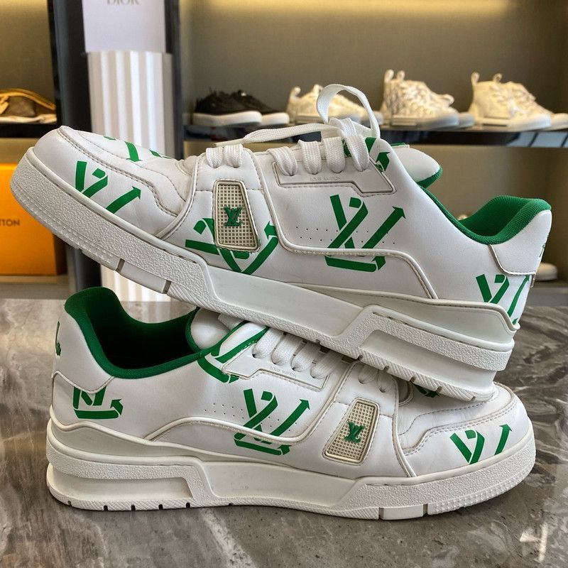 Louis Vuitton Louis Vuitton Green Logo Low-Top Sneakers - Size US 9.5 / EU 42-43 - 6 Thumbnail