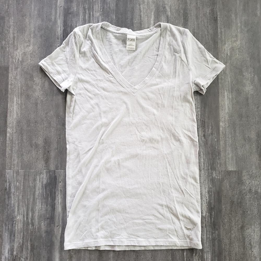 Designer Light Grey VS Vneck Short Sleeve Size S / US 4 / IT 40 - 1 Thumbnail