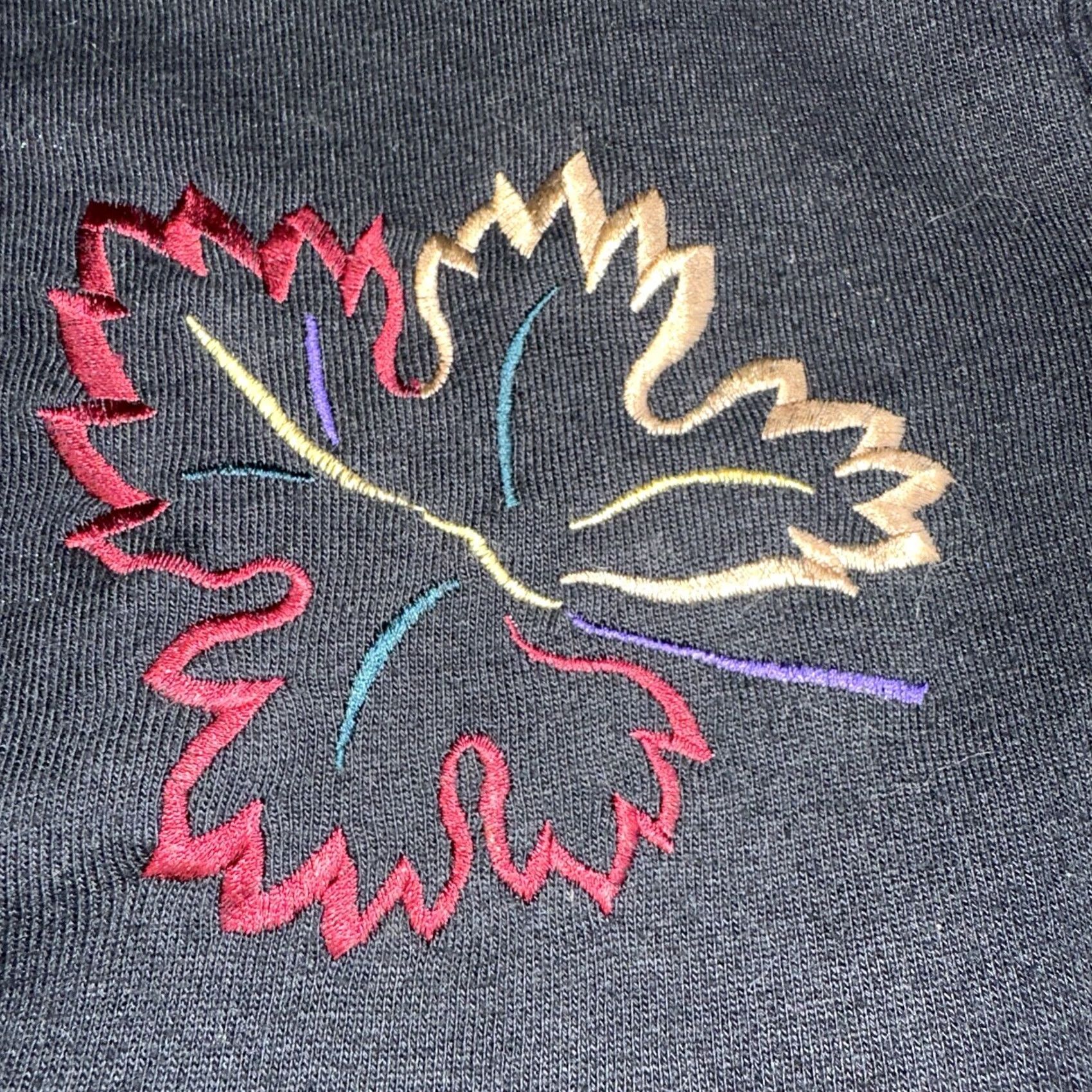 Vintage VINTAGE Women’s Embroidered Fall Leaves Button-Up Crewneck Shirt XL Black Womens Size XL / US 12-14 / IT 48-50 - 4 Thumbnail