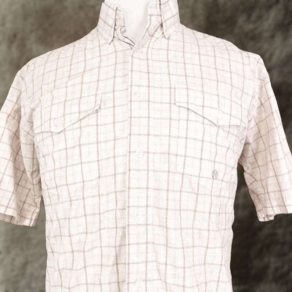 Roper VINTAGE Roper Shirt Mens M Tan White Plaid Paisley Western Button-Down Short Sleeve Adult Medium Beige Check 1980s Mens Size US M / EU 48-50 / 2 - 1 Thumbnail