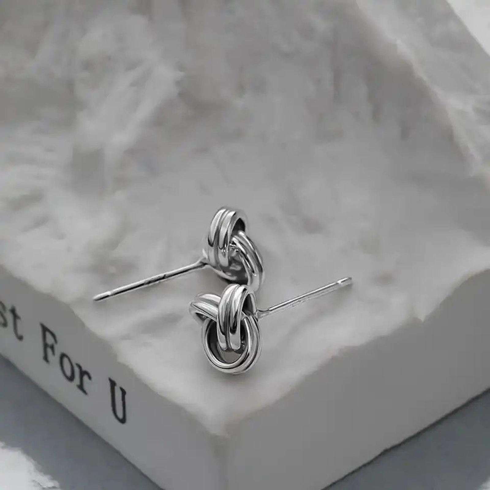 Jewelry Charm Punk Earrings for Men Three Ring Twisted Knot Stud Size ONE SIZE - 5 Thumbnail