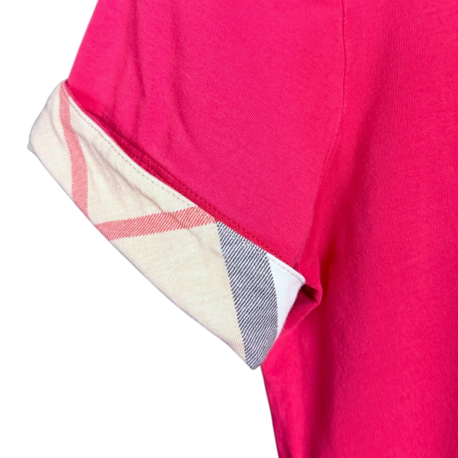 Burberry Burberry Brit Dark Pink Nova Check Cuff T-Shirt $290 Retail Size S / US 4 / IT 40 - 4 Thumbnail