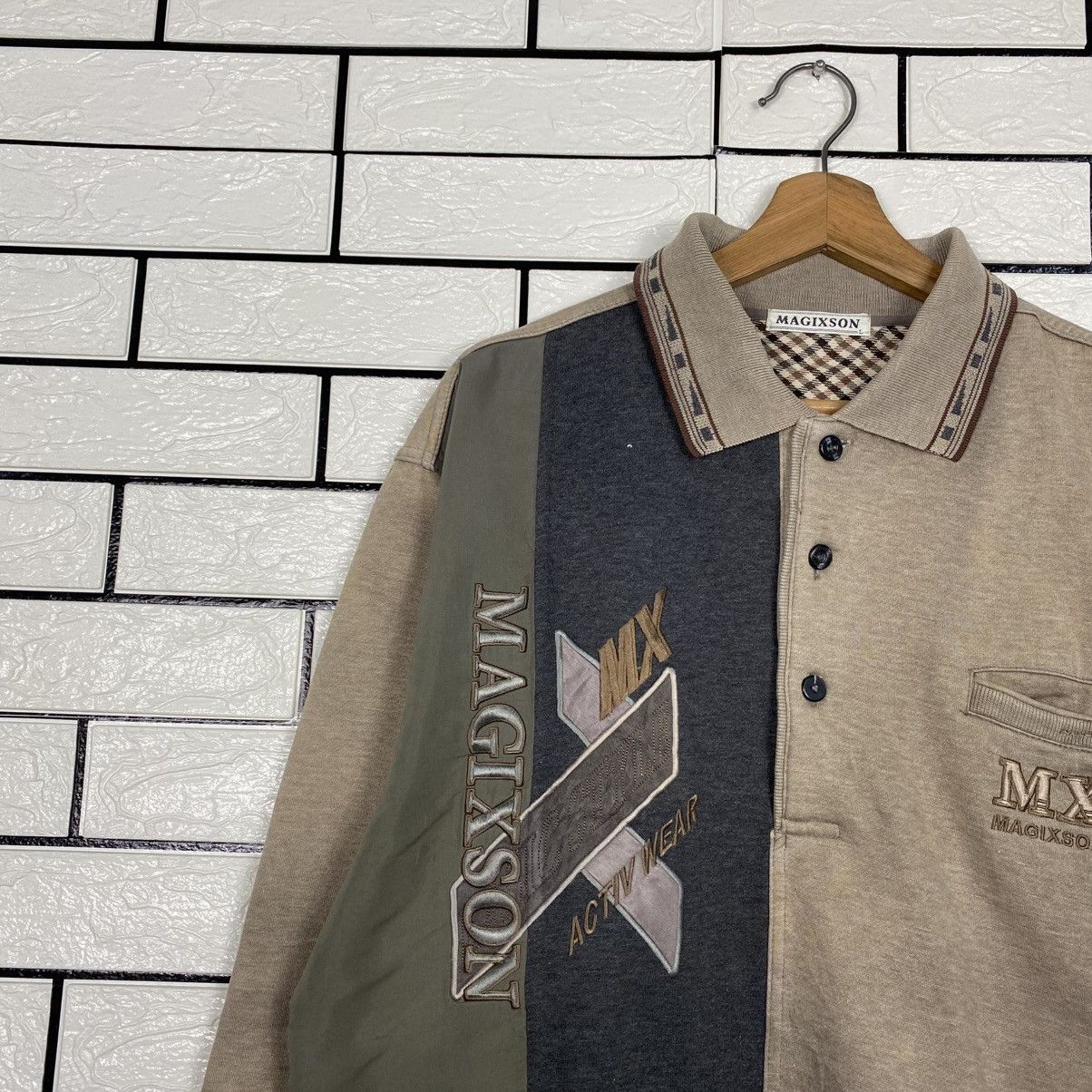 Japanese Brand 📌Vintage Collar Sweatshirt Magixson Embroidery Big Logo Size US L / EU 52-54 / 3 - 8 Thumbnail