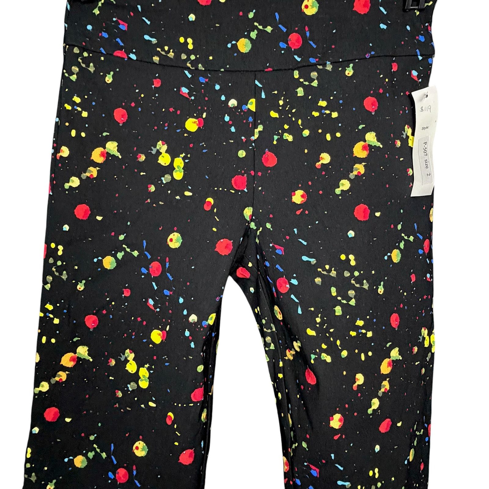 Other Krazy Larry Pants Womens Size 2 Black Paint Splatter NWT Size 26" / US 2 / IT 38 - 4 Thumbnail