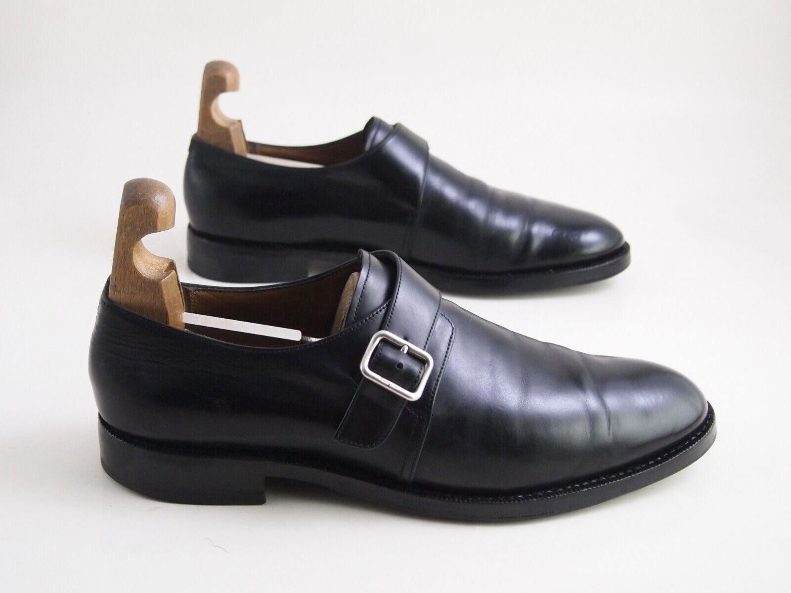 Salvatore Ferragamo Ferragamo Single Monks Black Polished Leather US 8 2E EU 41 Size US 9 / EU 42 - 4 Thumbnail