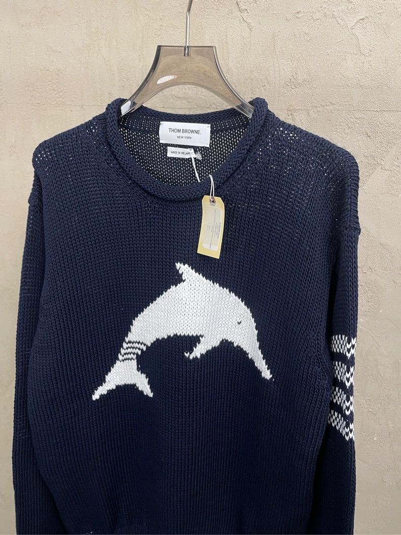 Thom Browne Thom Browne Blue Tibetan dolphin round neck sweater Size US XL / EU 56 / 4 - 3 Thumbnail