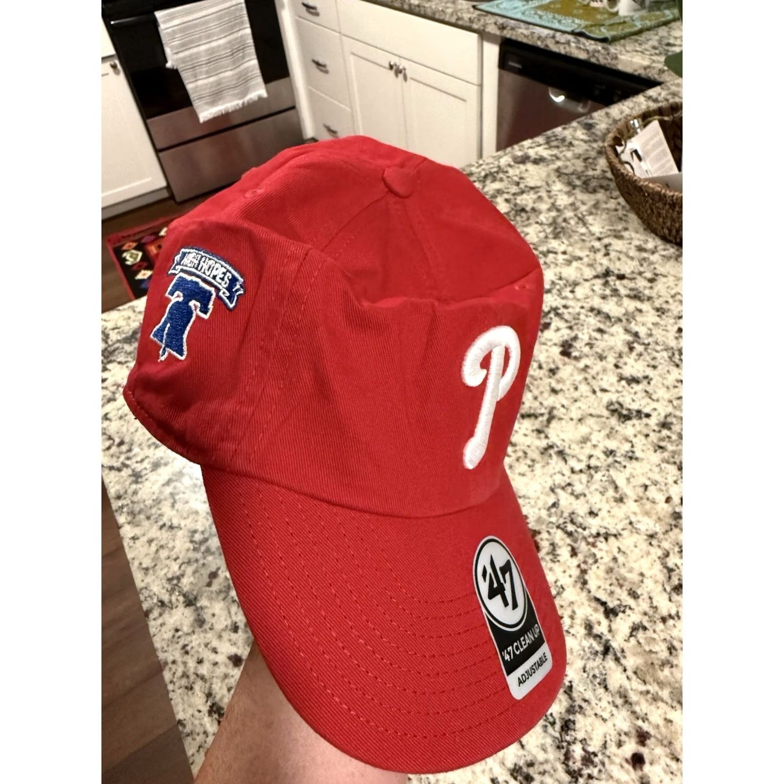 Vintage 47 Brand Philadelphia Phillies High Hopes Liberty Bell Hat Red Cotton Baseball Unisex Adults Adjustable III? Size ONE SIZE - 2 Thumbnail
