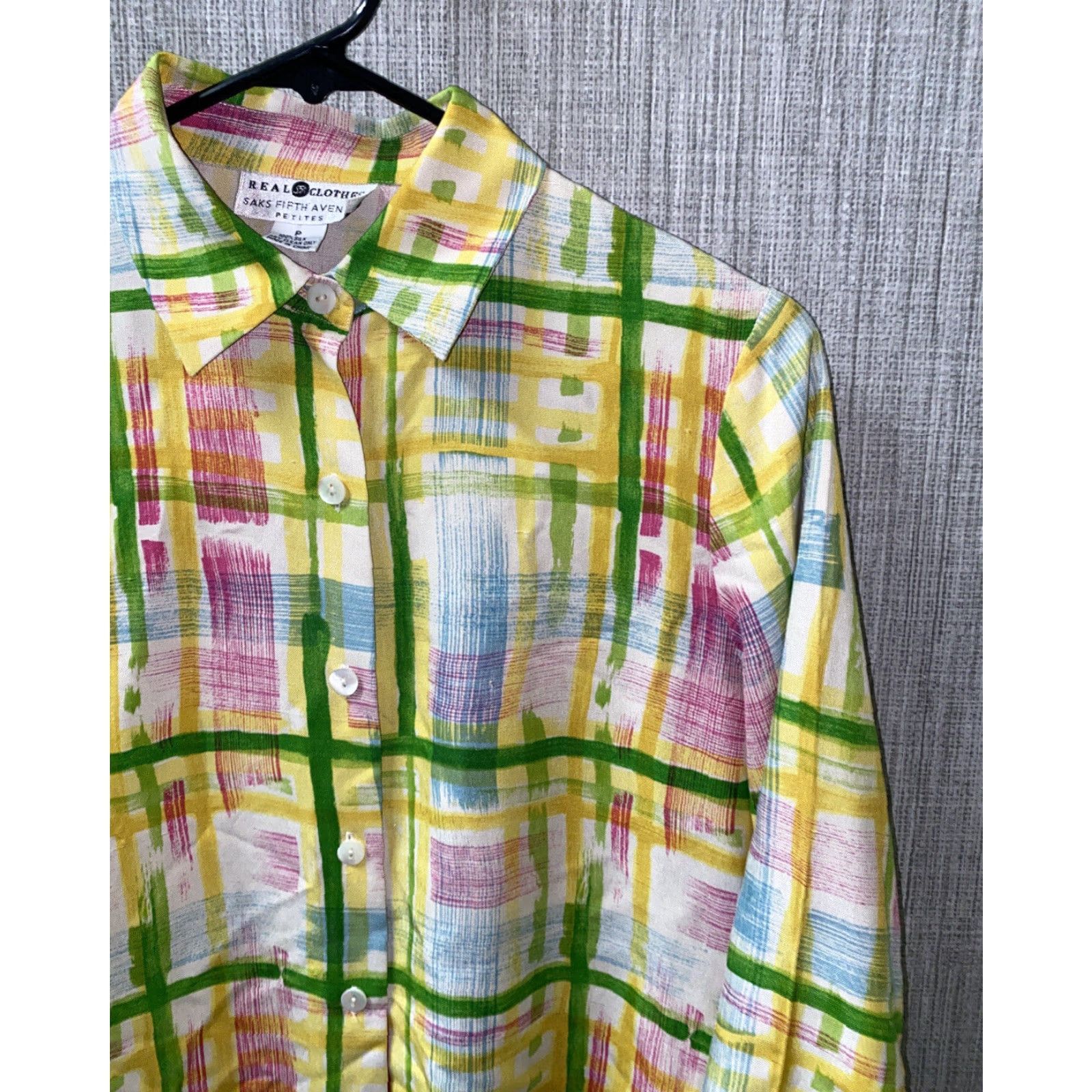 Saks Fifth Avenue Saks Fifth Avenue Silk Long Sleeve Shirt P Multicolor Button Up Woman Regular Casual Checkered Size S / US 4 / IT 40 - 2 Thumbnail
