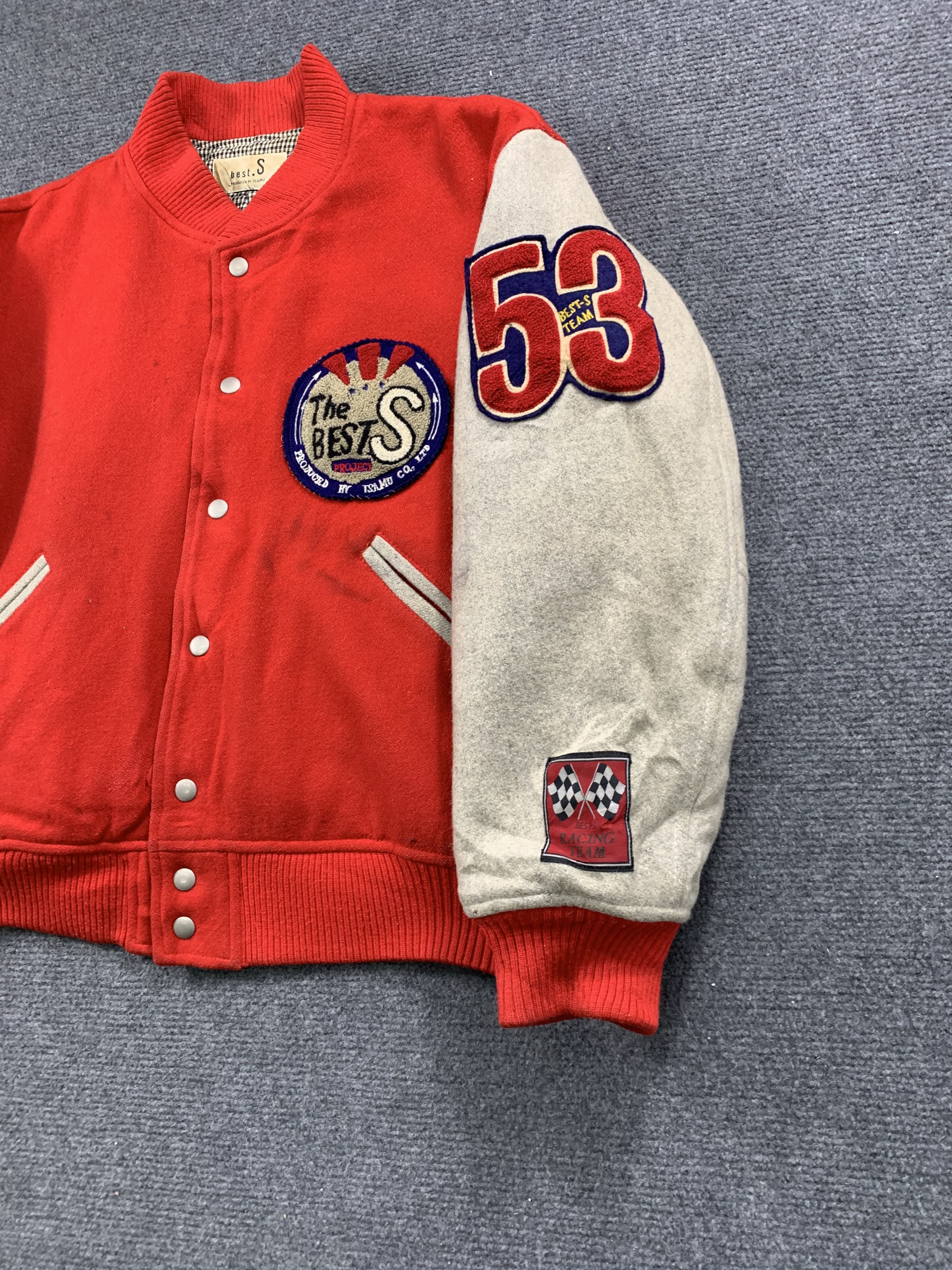Japanese Brand Vintage Bests Racing ISAMU Button Up Wool Varsity Jacket Size US M / EU 48-50 / 2 - 7 Thumbnail