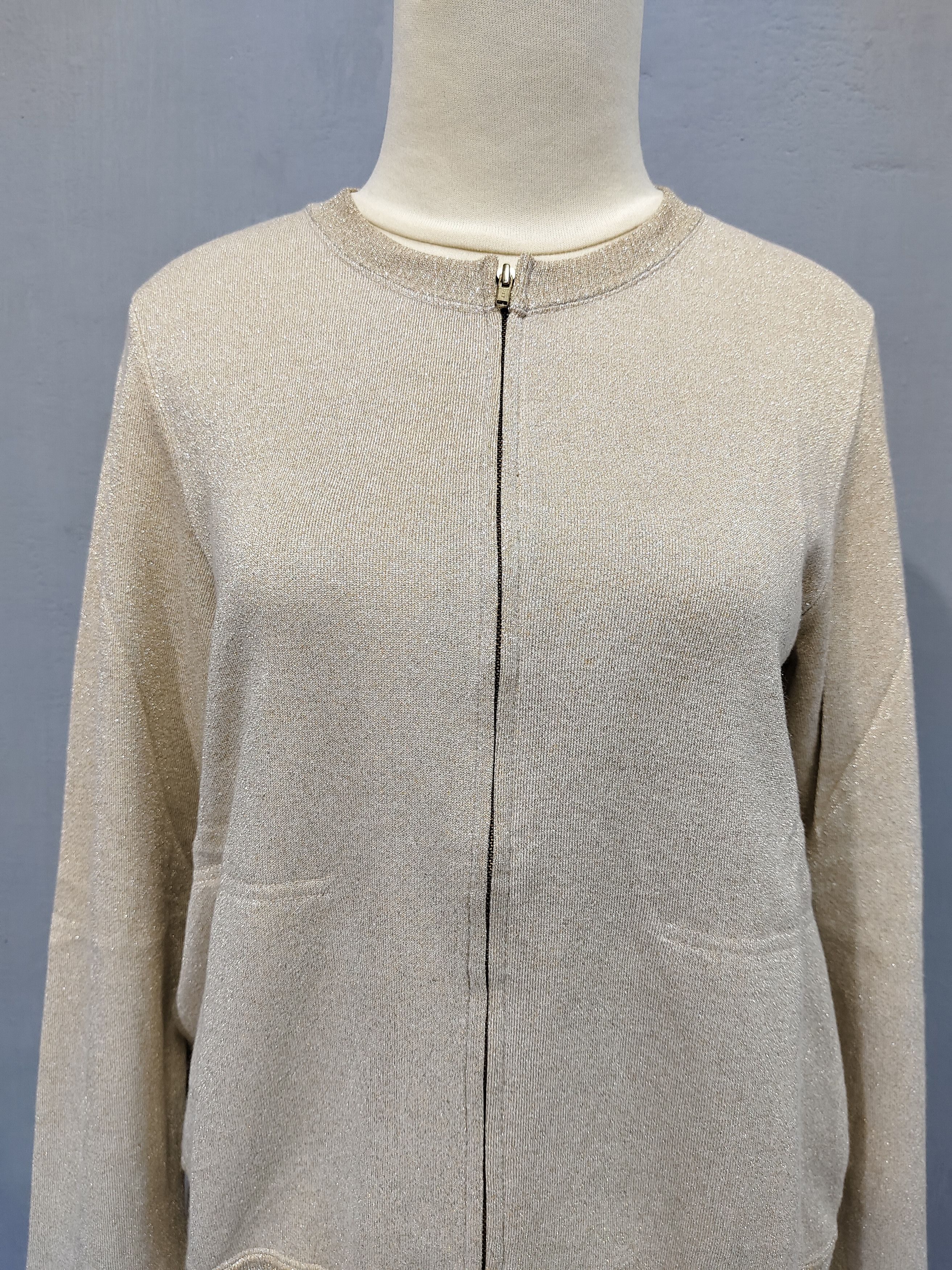 Tsumori Chisato 🇯🇵 Tsumori Chisato 🇯🇵 Gold Glitter Zip Sweater Size M / US 6-8 / IT 42-44 - 2 Thumbnail