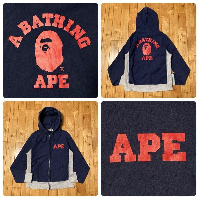 Bape BAPE College logo zip hoodie Navy a bathing ape NIGO Size US M / EU 48-50 / 2 - 1 Thumbnail