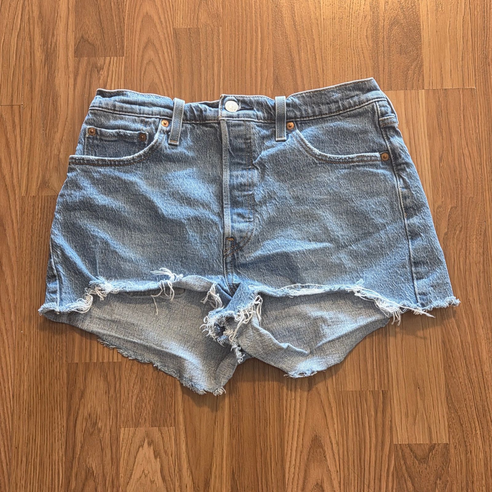 Levi's Stylish Levi's 501 Blue Denim Cut-Off Shorts - W29 Summer Size 29" - 3 Thumbnail