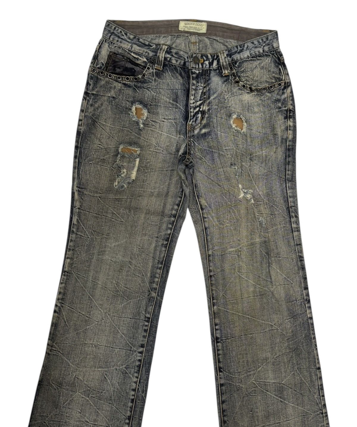 If Six Was Nine × Japanese Brand × Obelisk FLARE JEANS AUTHENTIC RUSTY DISTRESSED DENIM JEANS Size US 30 / EU 46 - 2 Thumbnail