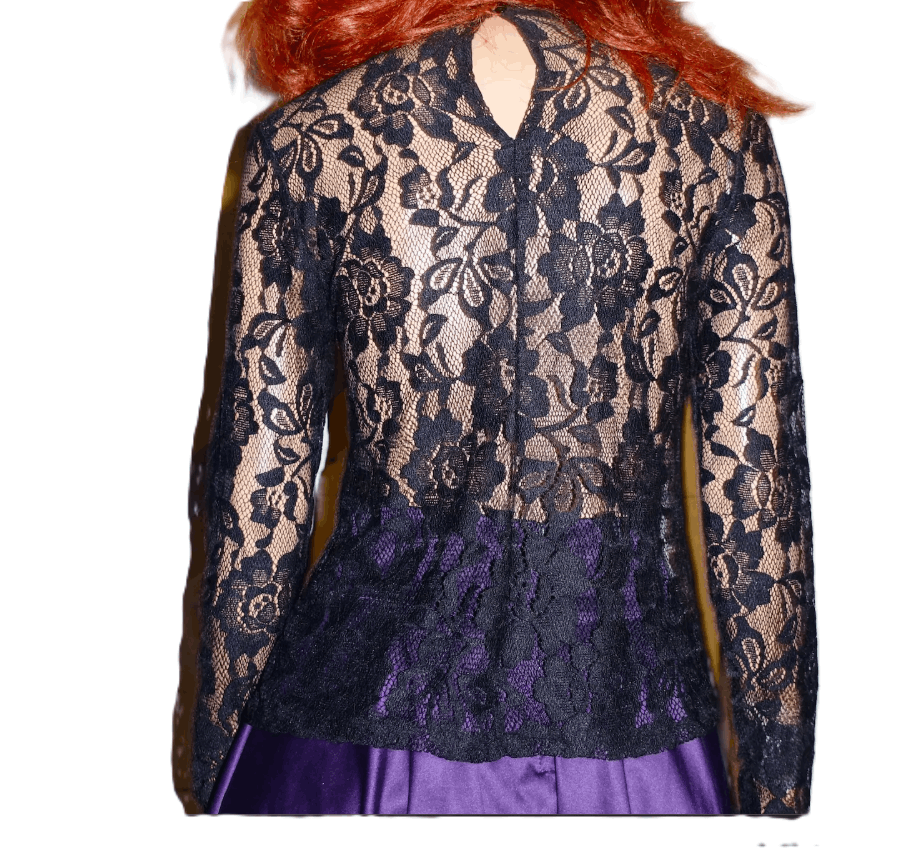 Other Miss Lili Black Lace Sheer Floral Blouse M Size M / US 6-8 / IT 42-44 - 5 Thumbnail