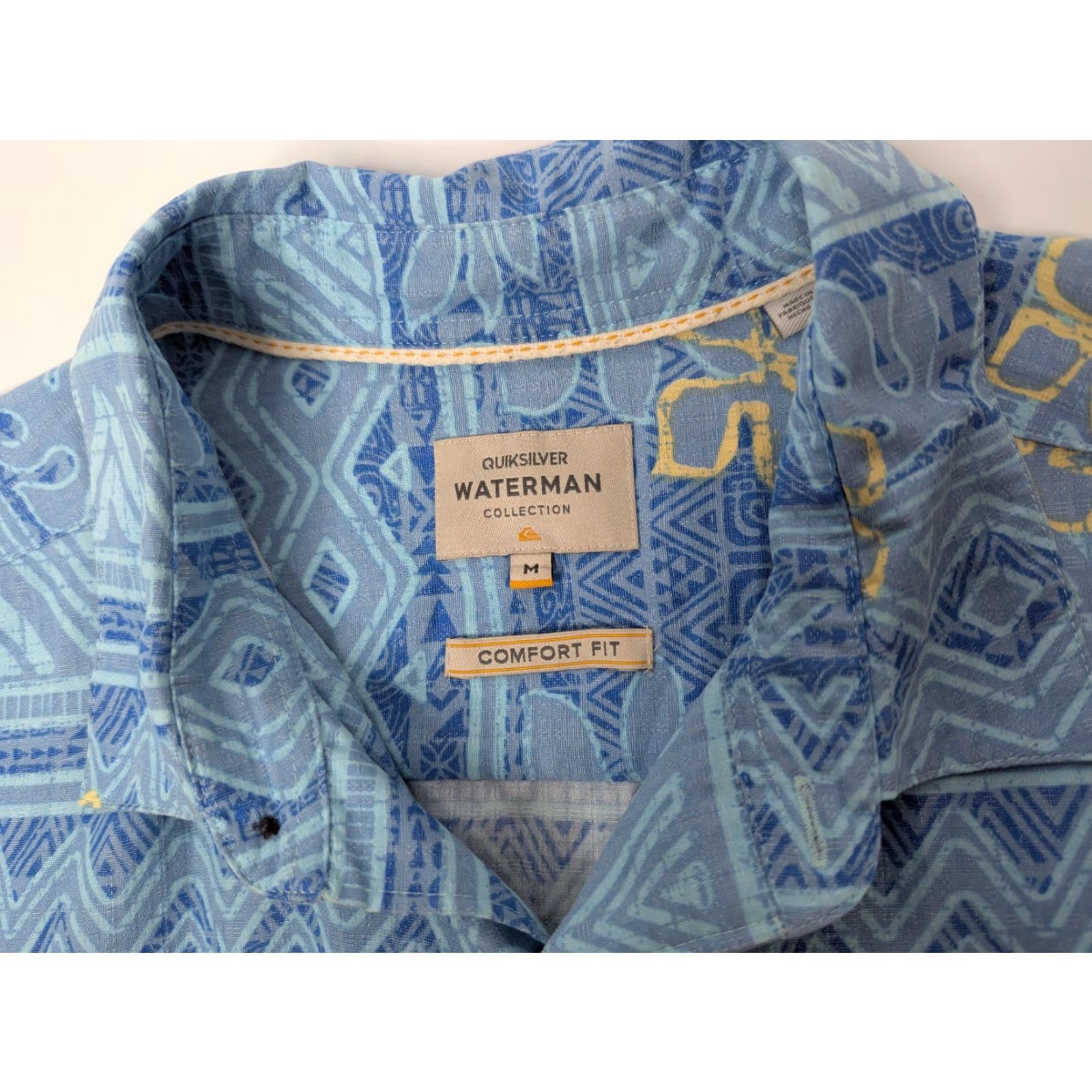 Quiksilver Quiksilver Waterman Shirt Men M Blue Button-Up Geometric Hawaiian Comfort Fit Size US M / EU 48-50 / 2 - 6 Thumbnail