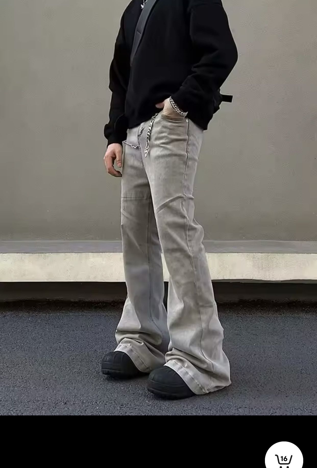 Denime × Japanese Brand Kanye Cyber Y2K Fashion Baggy Stacked Flare Jeans Pants Size US 32 / EU 48 - 6 Thumbnail