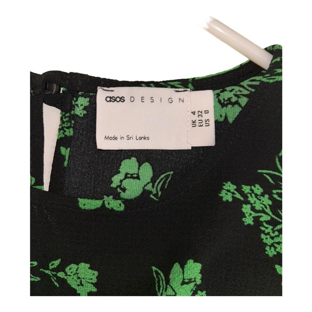 Asos ASOS l Black/Green Floral Print Maxi Dress Size 0 Size XS / US 0-2 / IT 36-38 - 8 Thumbnail