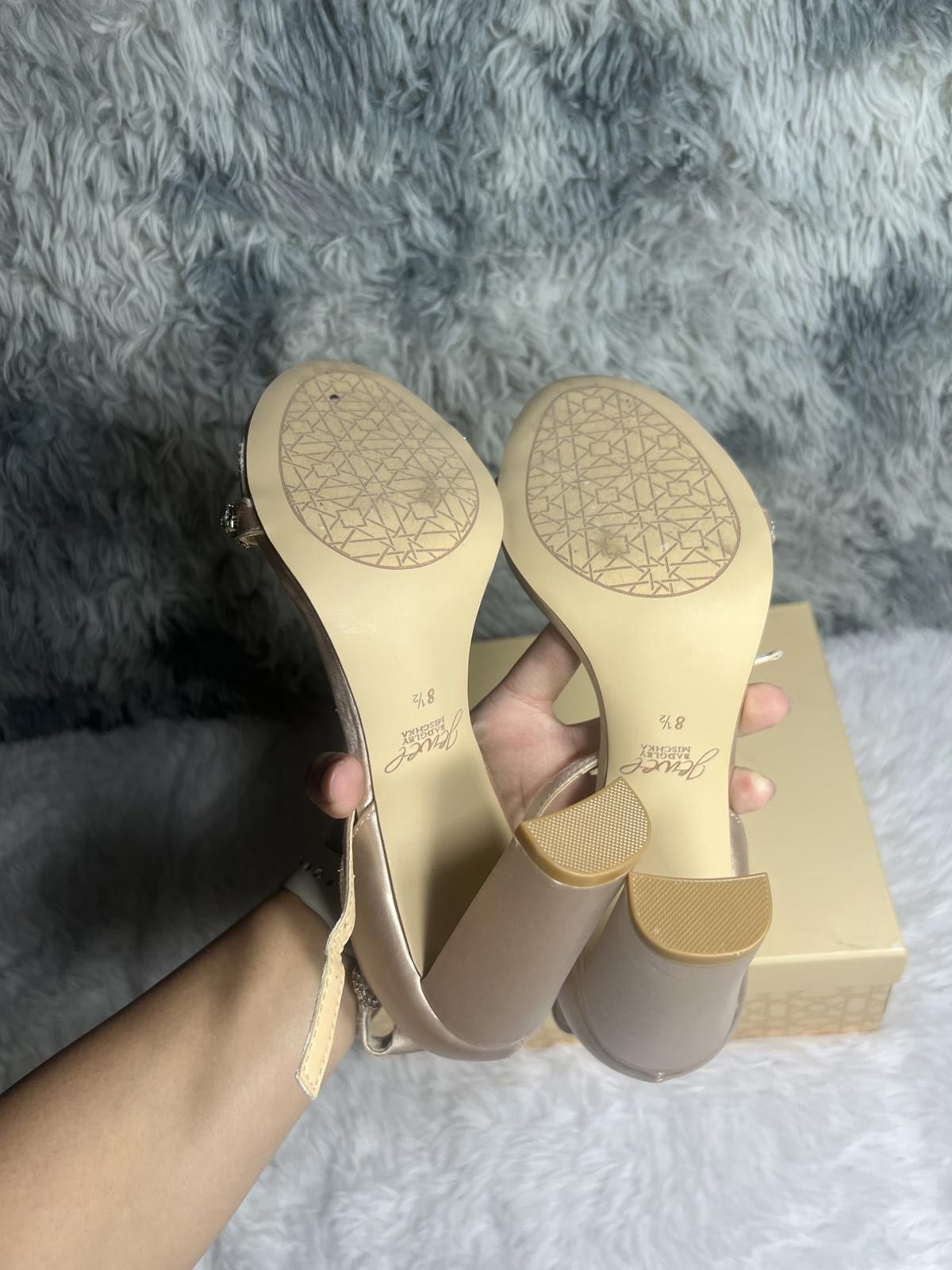 Other Jewel Badgley Mischka Satin Ankle Strap Heels with Rhineston Size US 8.5 / IT 38.5 - 5 Thumbnail