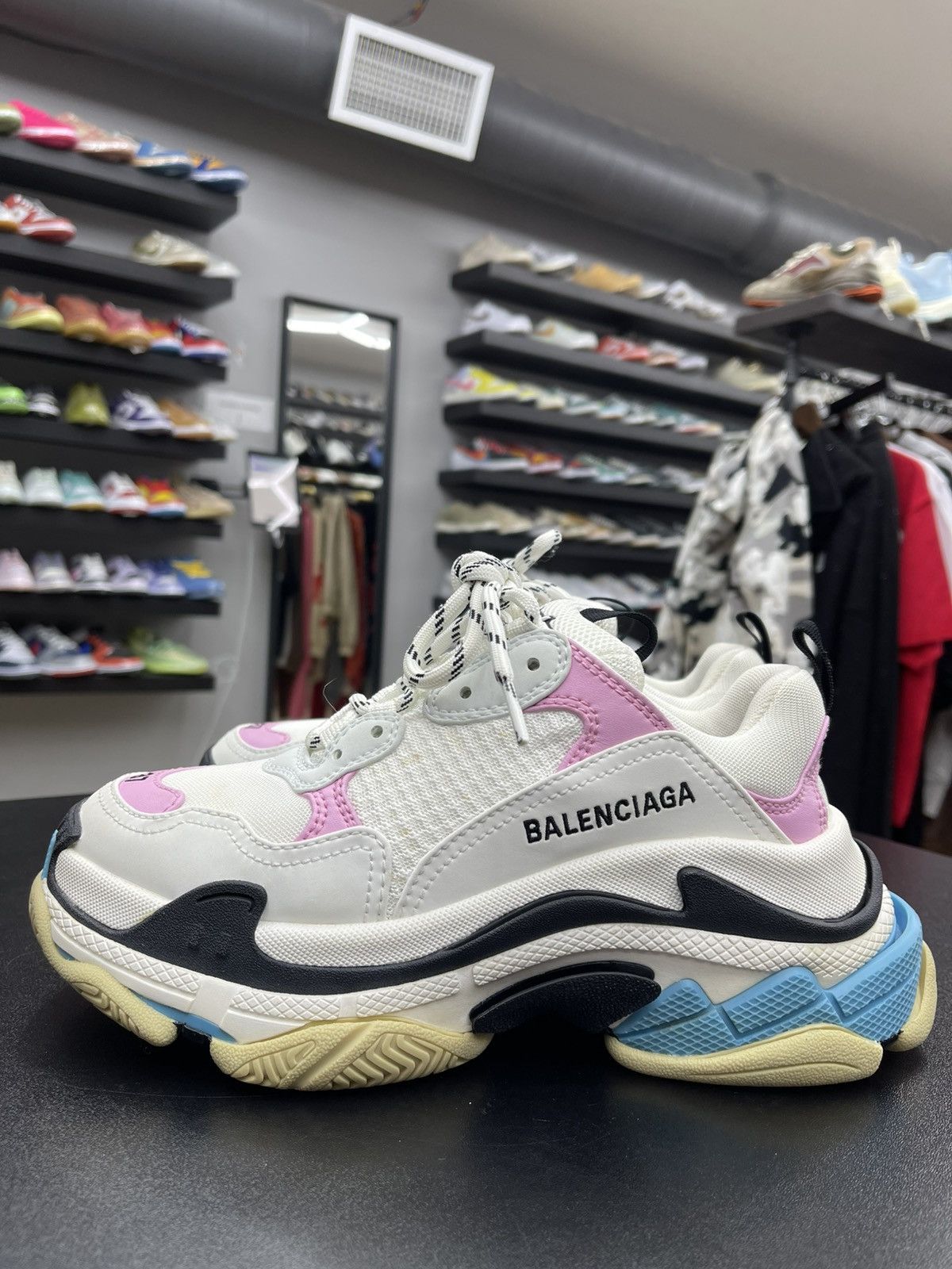 Balenciaga Size 7US/37EU - Balenciaga Triple S White Blue (Women's) Size US 7 / IT 37 - 1 Thumbnail