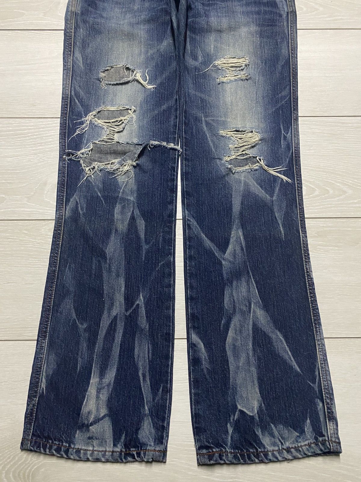 Junya Watanabe Edwin Blue Trip Thunder Faded Ripped Loose Jeans Size US 30 / EU 46 - 6 Thumbnail