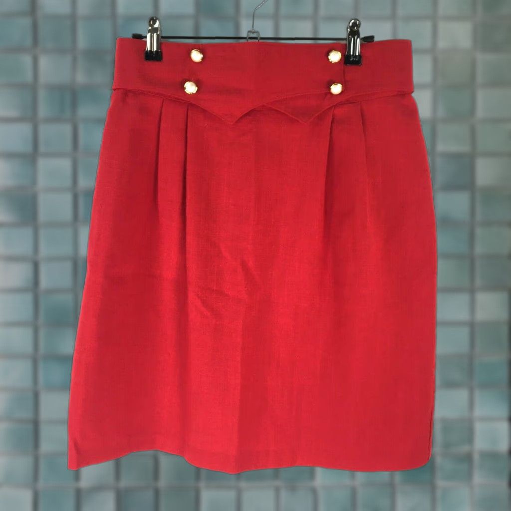Vintage VINTAGE Deb Skirt Adult Size 30 Red A-Line Knee Length Pleated Button 1970s Womens Size 32" / US 10 / IT 46 - 1 Thumbnail
