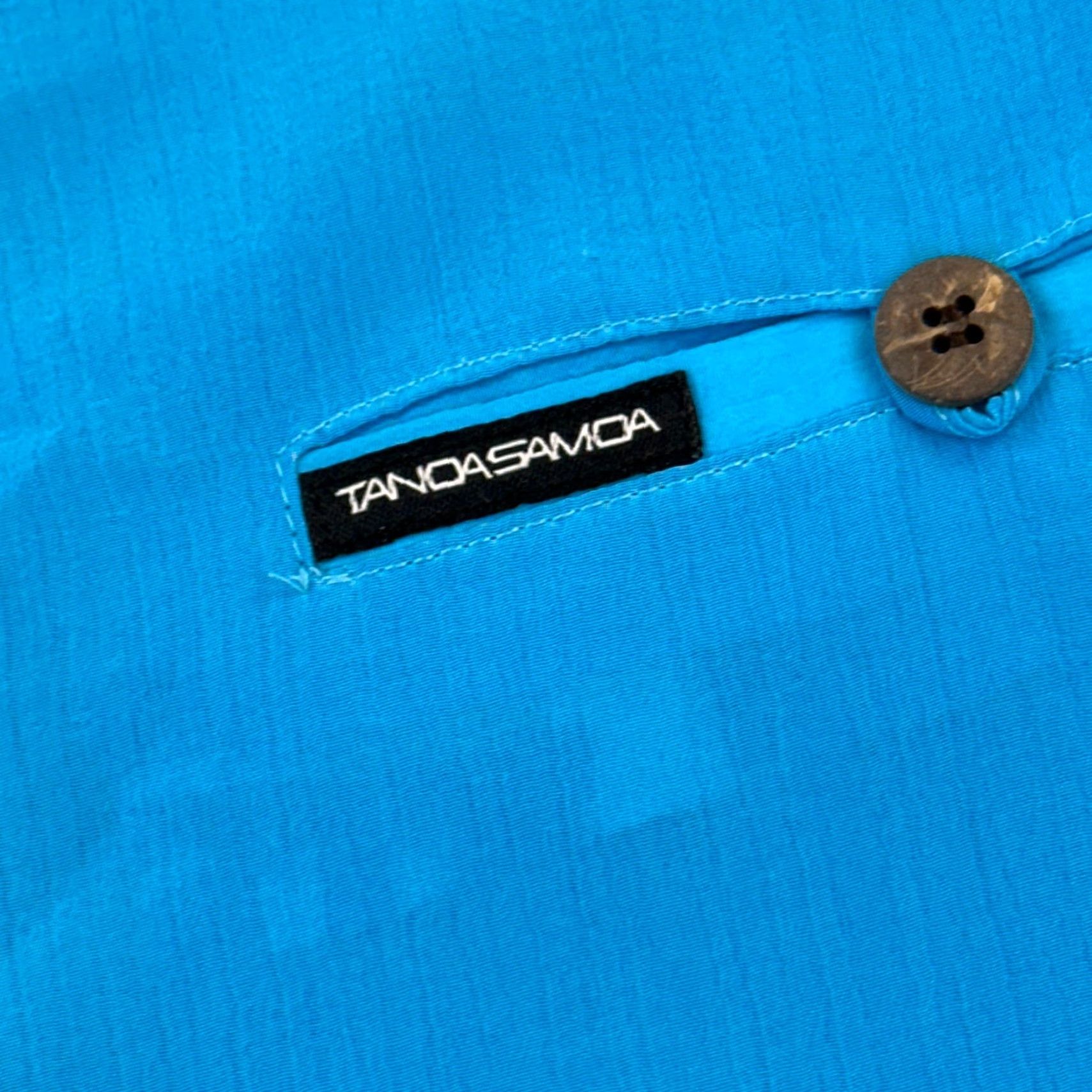 Vintage Tanoa Samoa Shirt Mens Small Blue Polynesian Aloha Button Up Tribal Design NWT Size US S / EU 44-46 / 1 - 2 Thumbnail