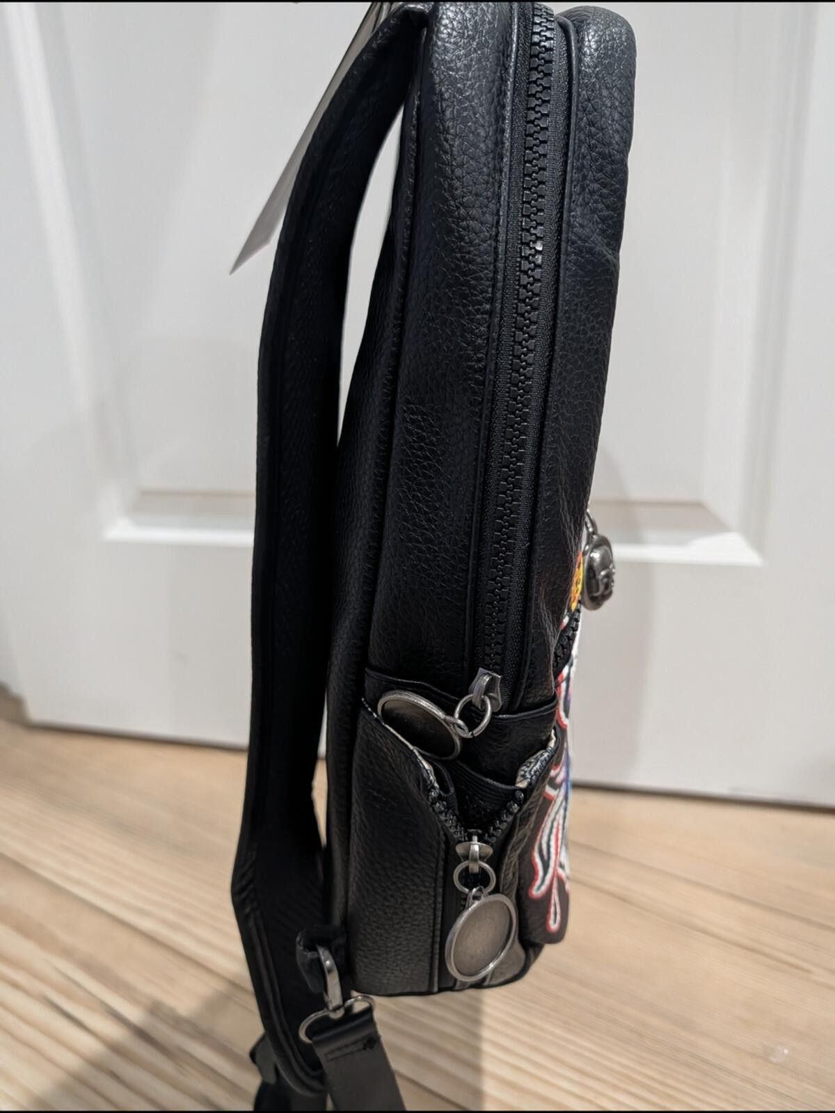Ed Hardy Ed Hardy Black Graphic Leather Vintage Sling Bag Size ONE SIZE - 3 Thumbnail