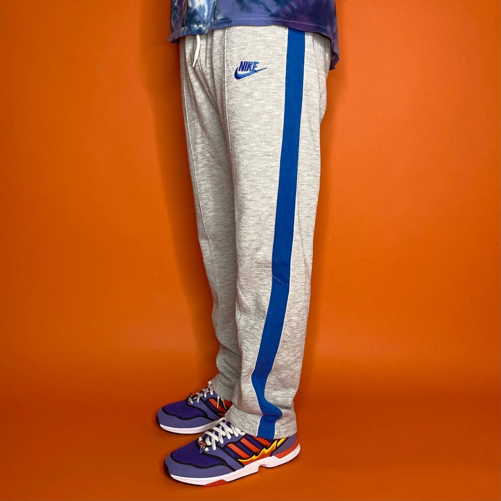 Nike Vintage Grey Nike Sweatpants Blue Swoosh Relaxed Fit 1980s | Grailed