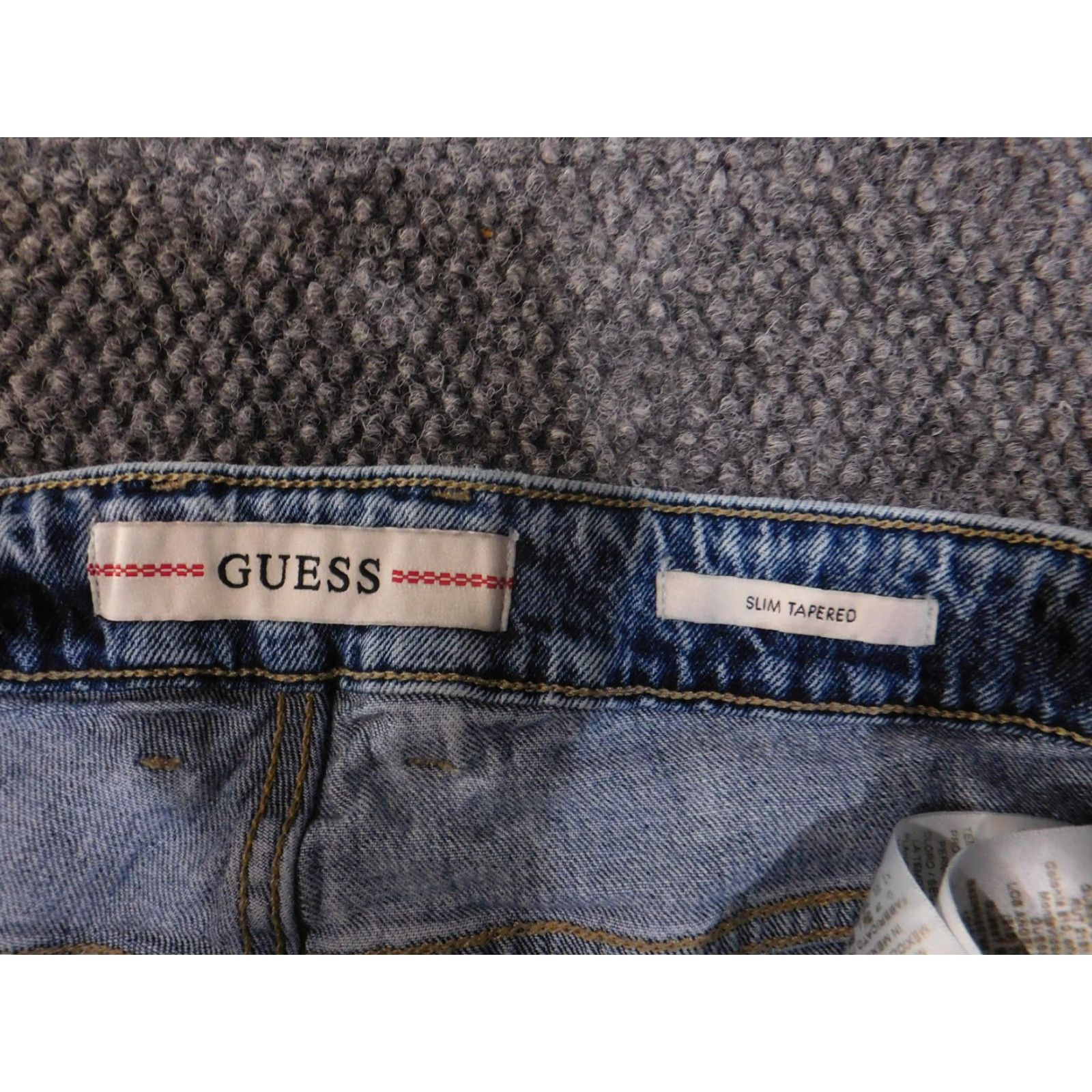 Guess GUESS Jeans Mens 33x32 Blue Slim Tapered Distressed Ripped Denim Faded Wash Shirt/Hoodie? Size US 33 - 6 Thumbnail