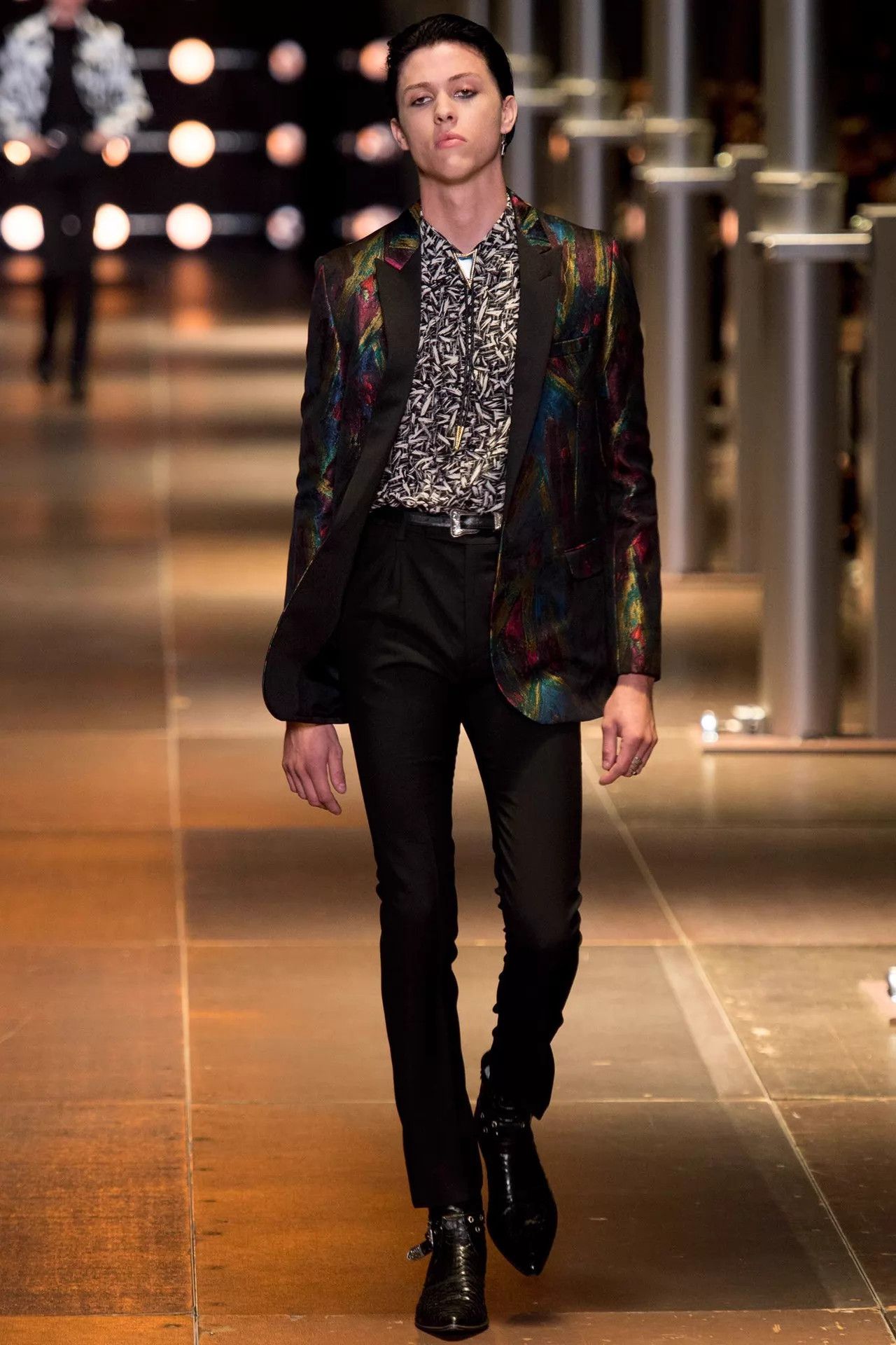 Saint Laurent Paris SLP 14ss Thorns All Over Black White Shirt 40 NWT Size US M / EU 48-50 / 2 - 6 Thumbnail