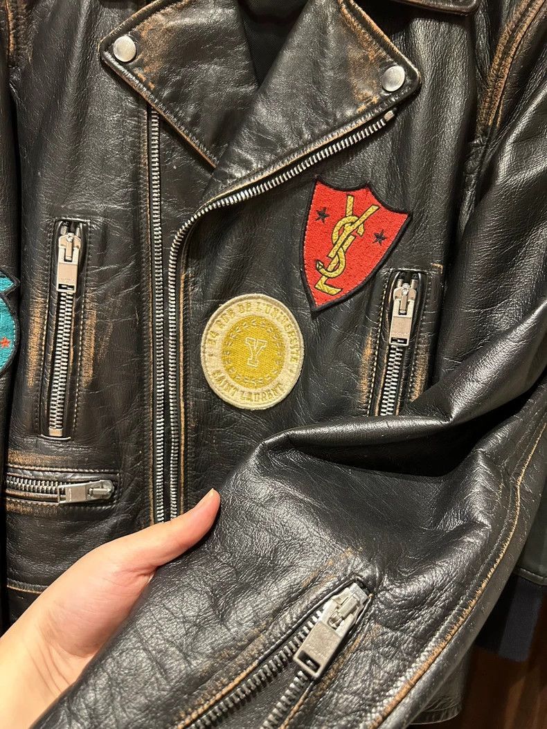 Saint Laurent Paris Saint Laurent Leather Jacket with Patches- Size US M / EU 48-50 / 2 - 3 Thumbnail
