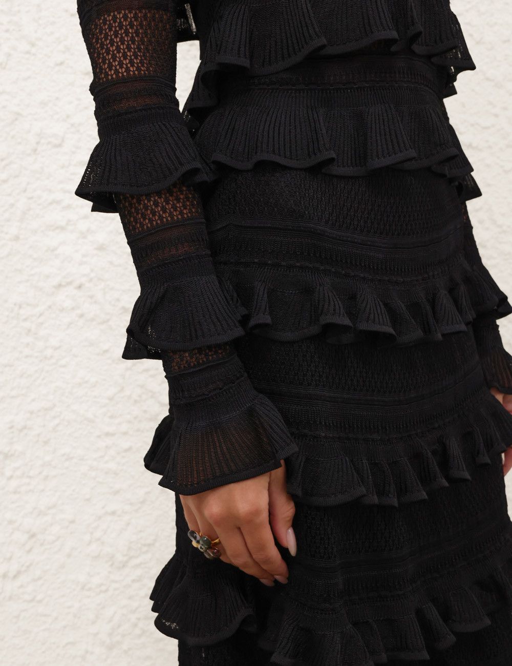 Zimmermann oc11z0526 Luna Lace Frilled Skirt in Black Size 30" / US 8 / IT 44 - 5 Thumbnail