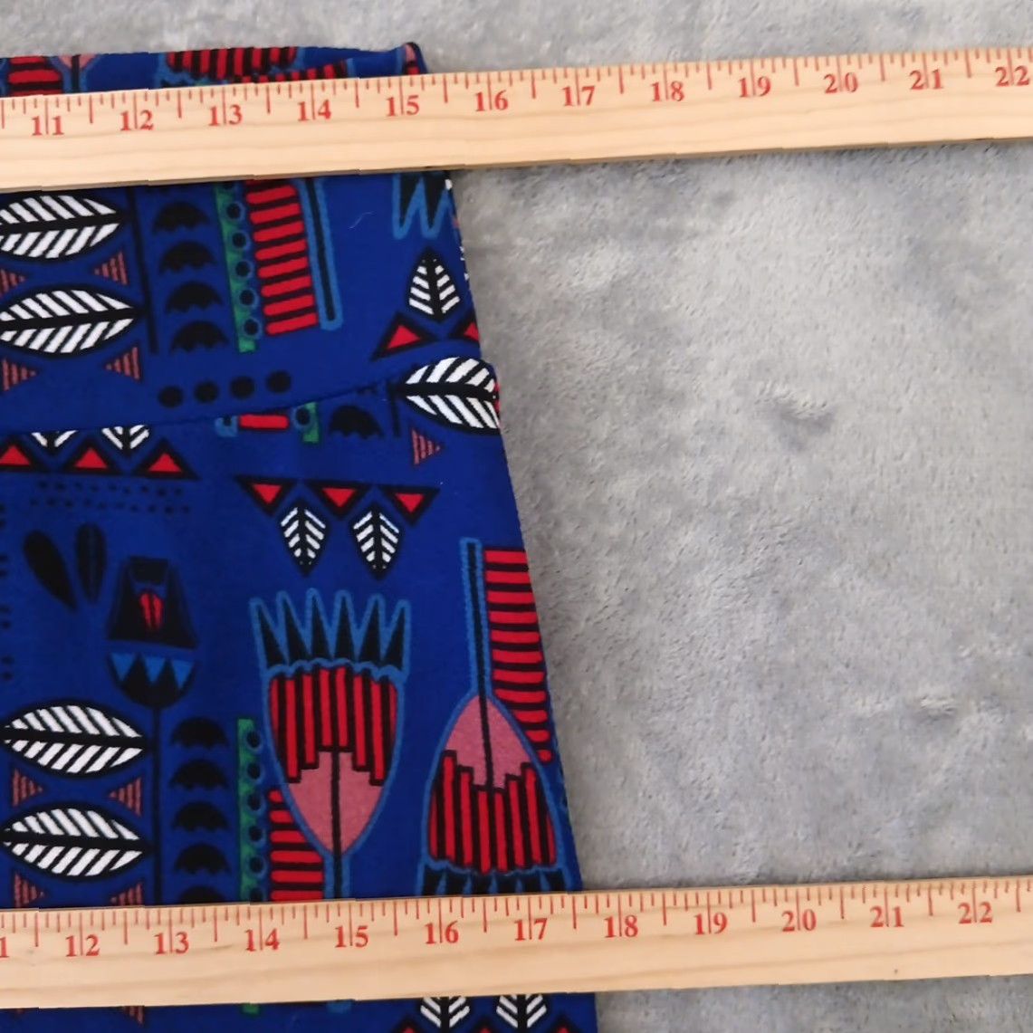 Vintage LuLaRoe Skirt Women Knee Length Geometric Blue Medium Pull On Pencil Stretch Casual Size 32" / US 10 / IT 46 - 2 Thumbnail