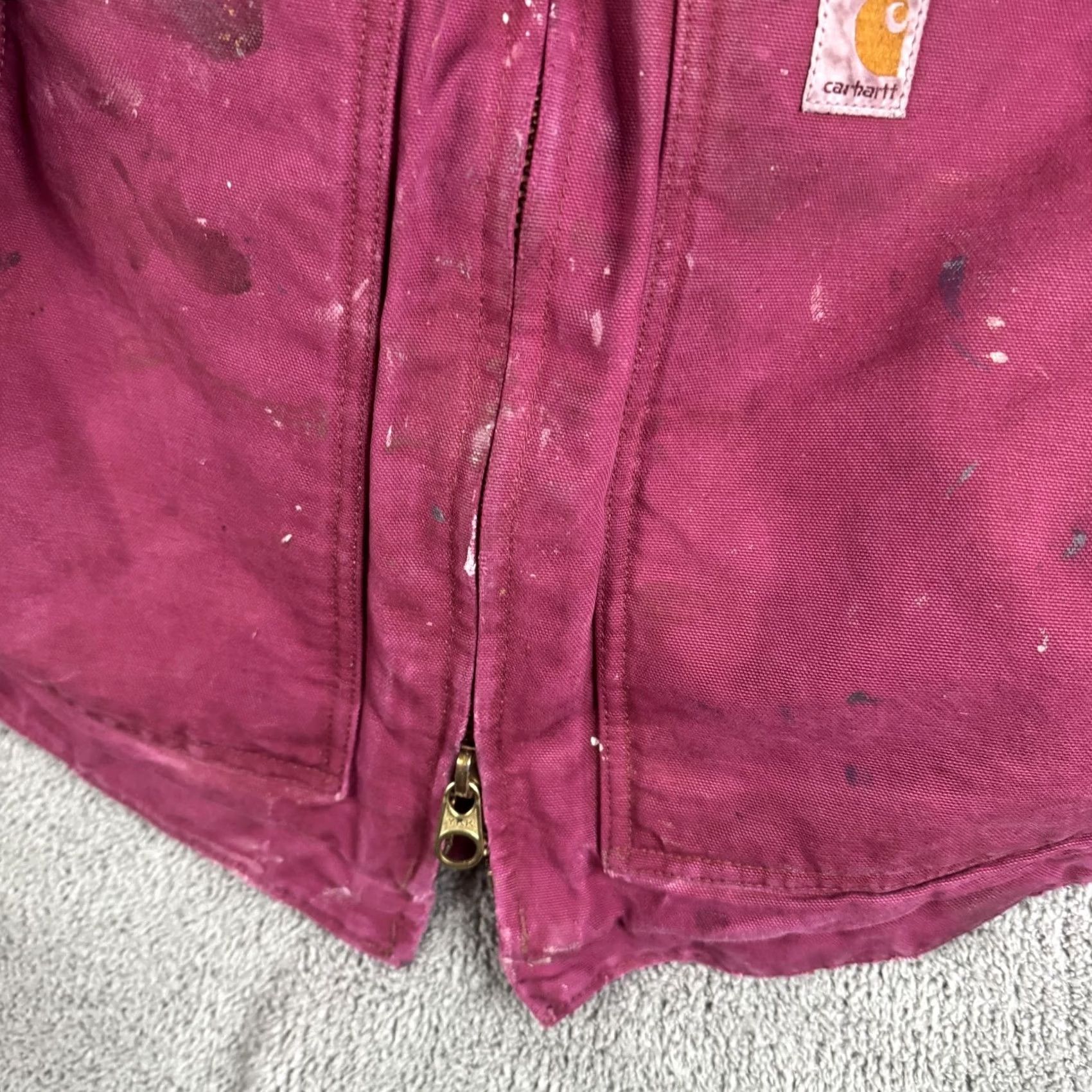 Carhartt VINTAGE Carhartt Jacket Mens XL Pink Canvas Duck Sherpa Lined Full Zip Workwear Bomber Size US XL / EU 56 / 4 - 4 Thumbnail