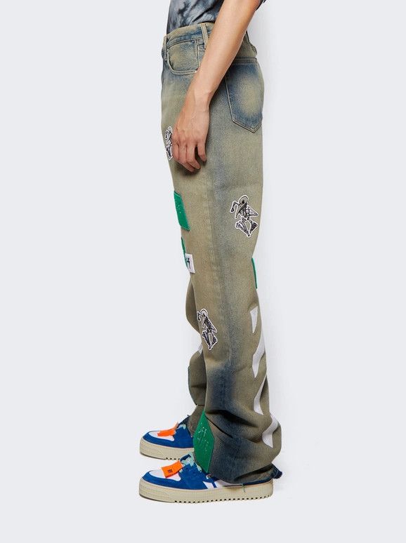 Off-White o1gr1nt0125 Diag Multilogo Relax Slim Jeans in Grey Size US 31 - 4 Thumbnail