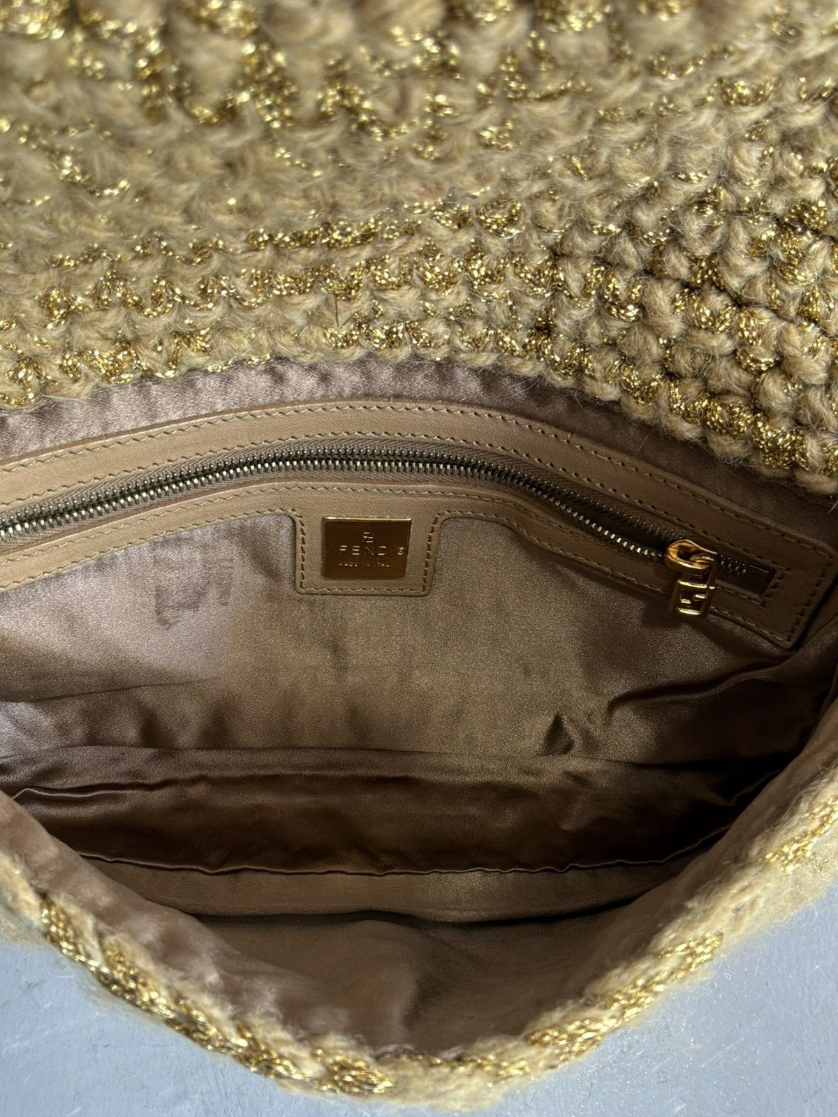 Fendi Fendi - Knit Woven Crochette Ponyhair Baguette Bag Size ONE SIZE - 16 Thumbnail