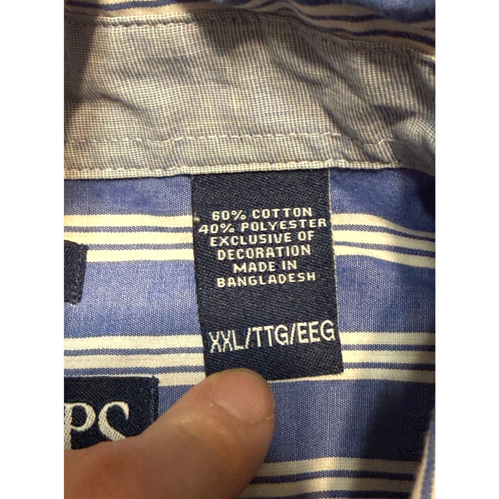 Chaps Chaps Shirt Men 2XL Blue Striped Short Sleeve Button-Up Pockets Regular Fit Everyday Casual Size US XXL / EU 58 / 5 - 6 Thumbnail